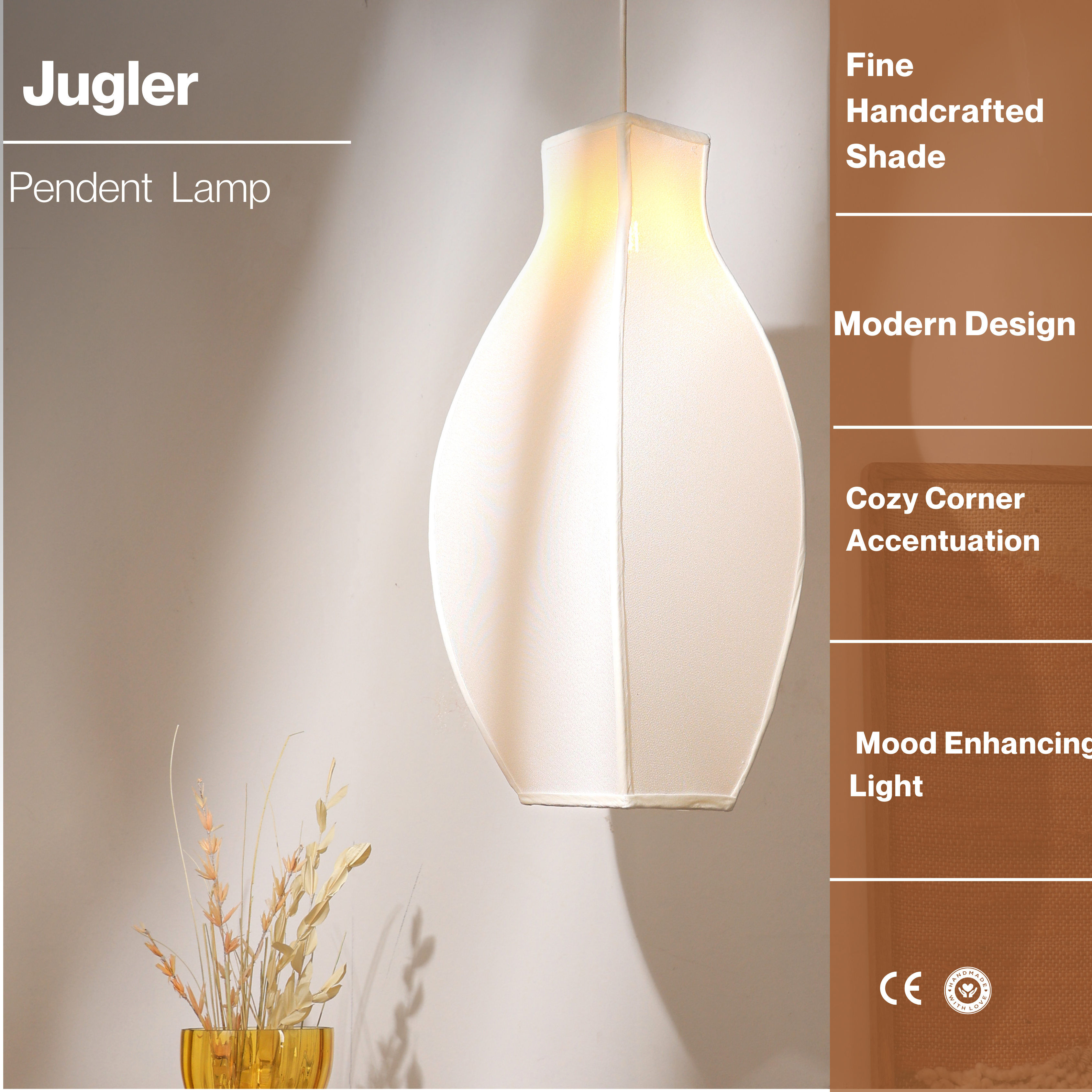 Juglar Pendant (Off White) - Corners & Bedside, Modern, Spandex Fabric Pendant
