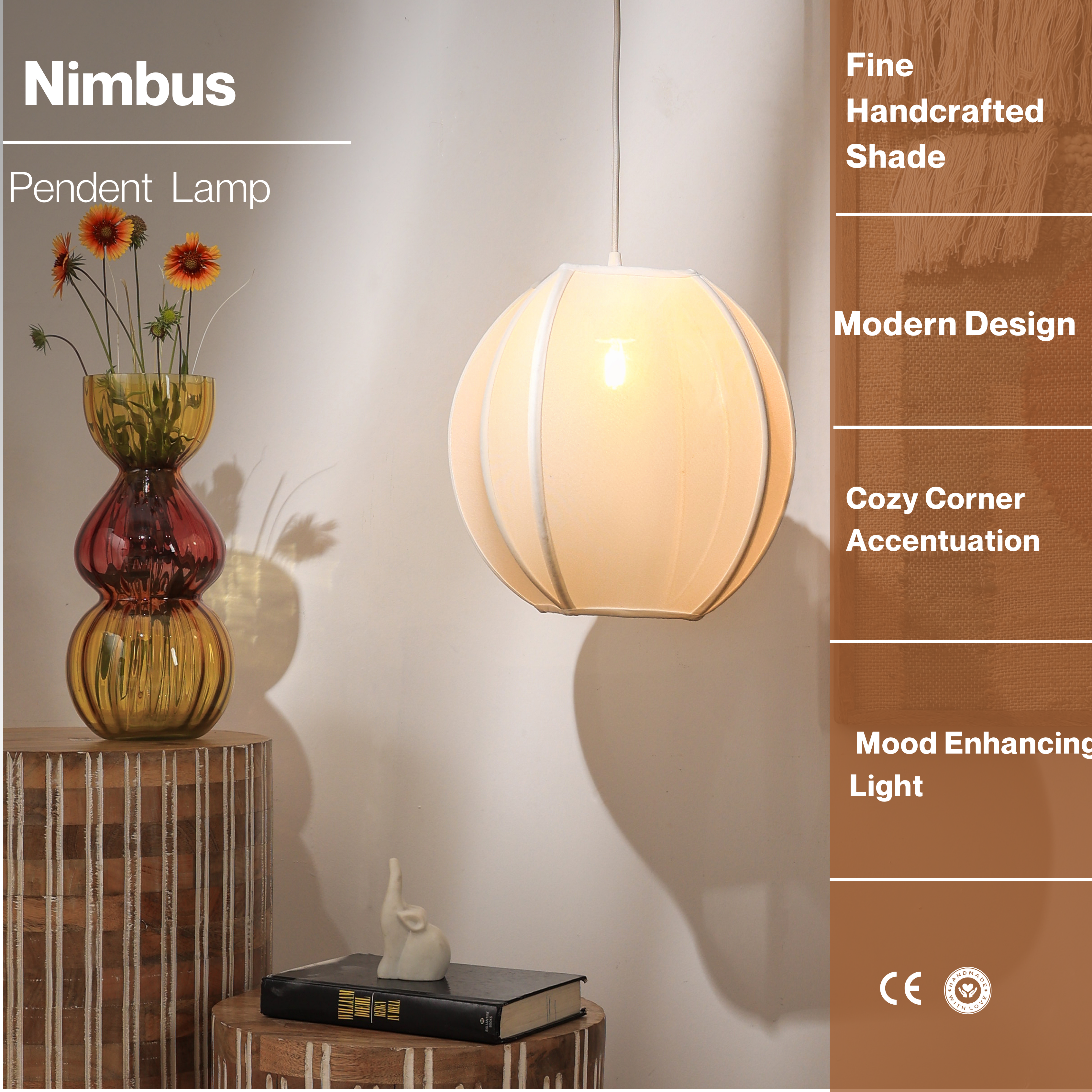 Nimbus Pendant - Corners, Spandex Fabric Pendant, Living Room, Halls & Bedroom