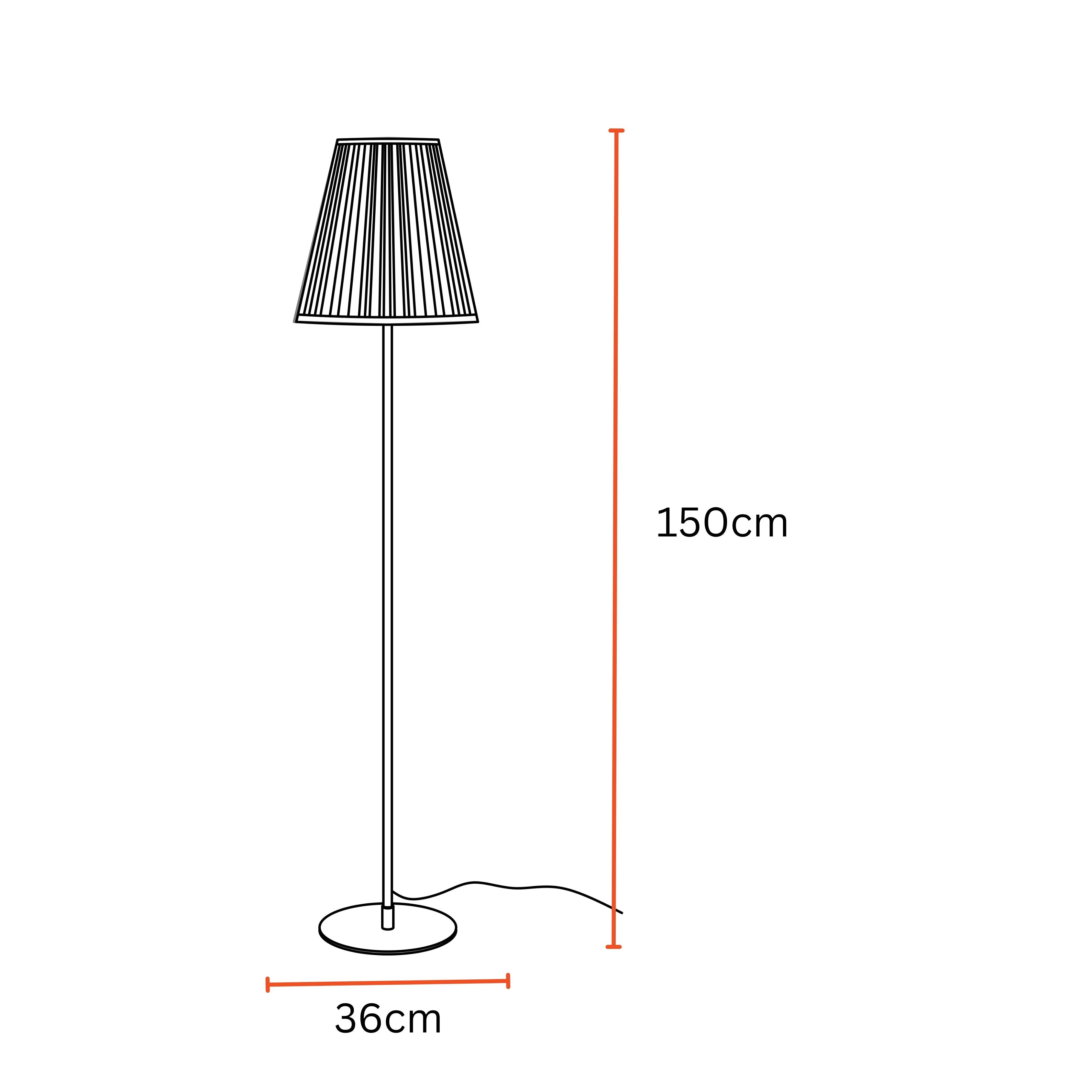 Polester Floor Lamp - White Pleated Shade, White Stick Lamp, Easy to Assemble