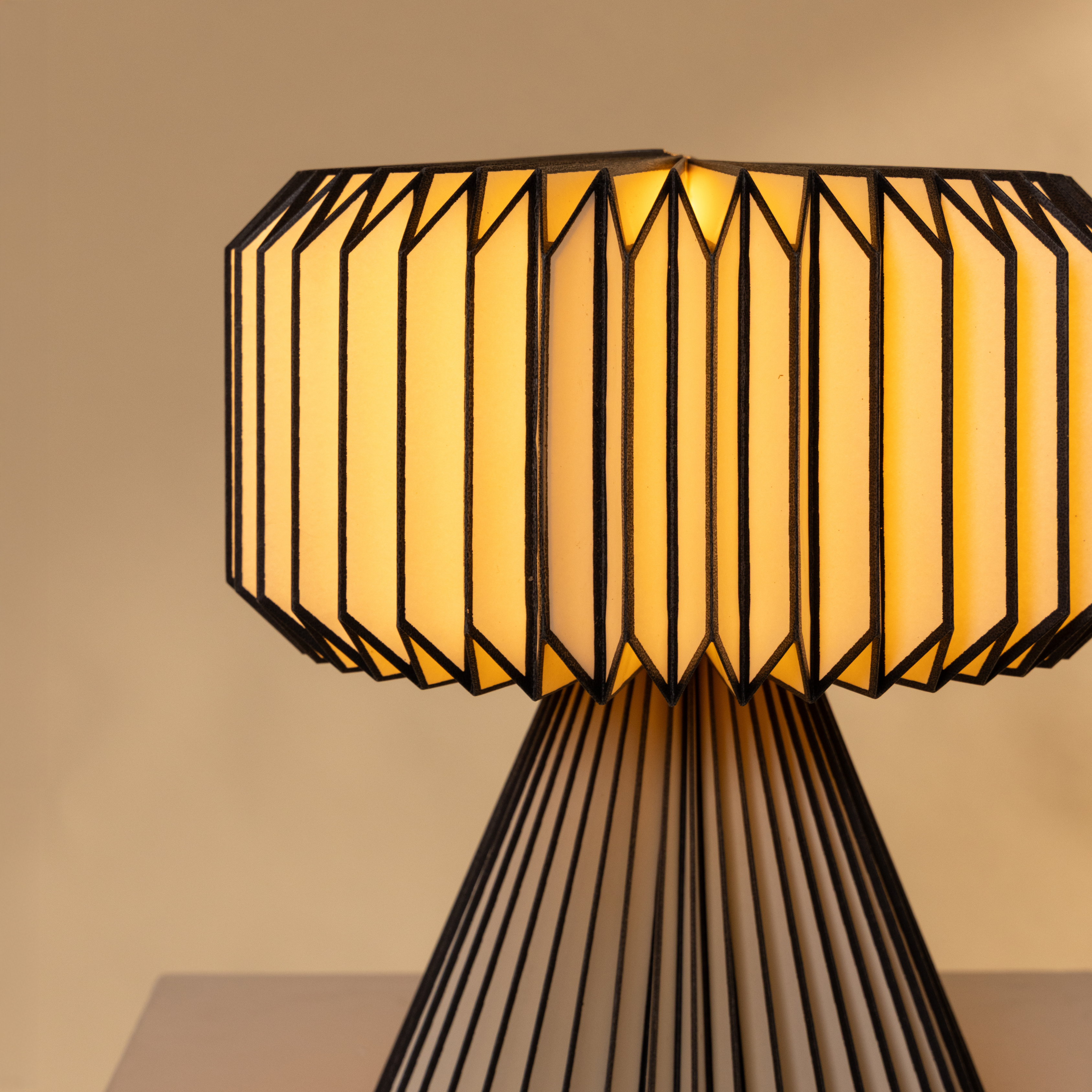 Orilamp - Origami Black (Placement Print) Table Lamp