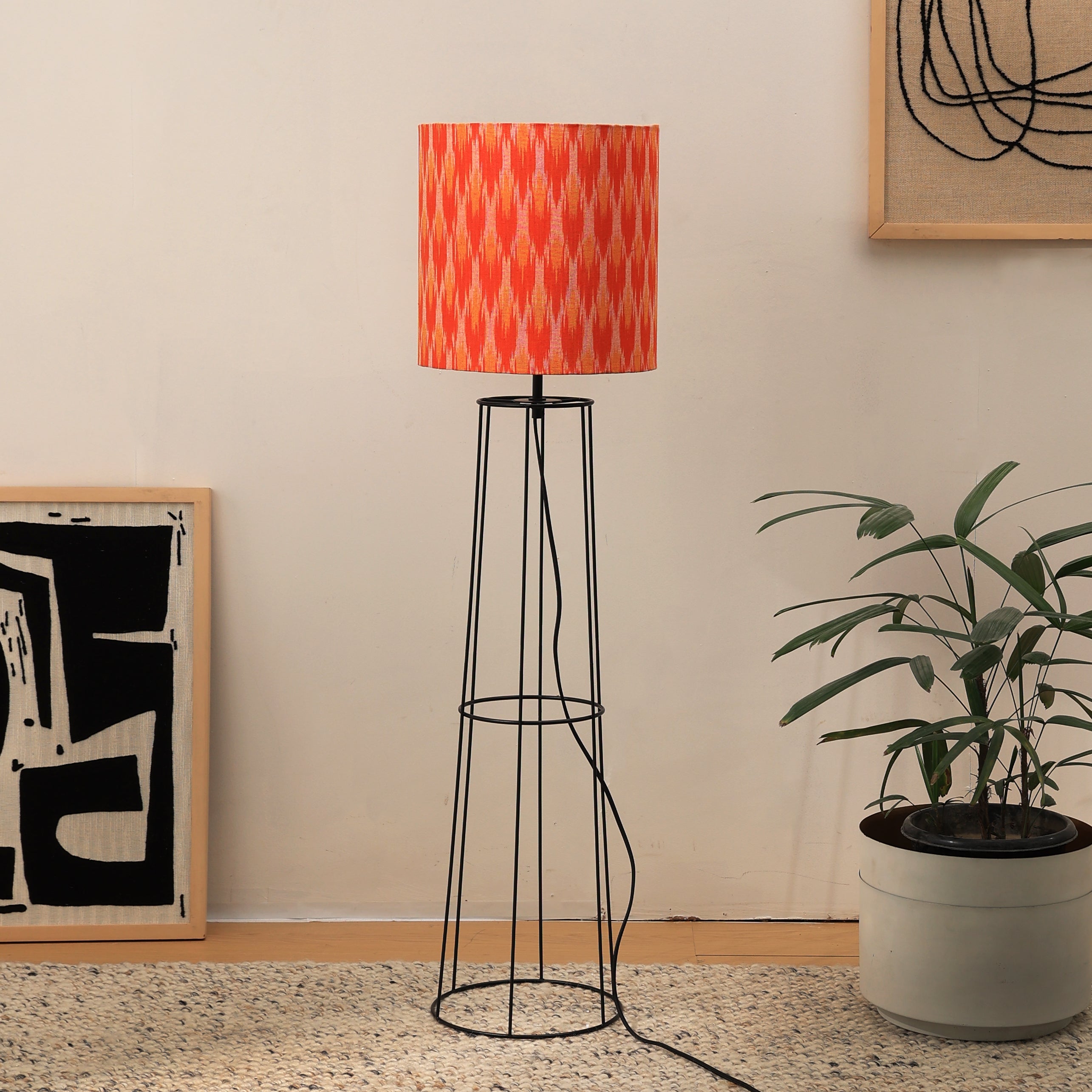 IKKAT Floor Lamp - Ikkat Fabric, Floor Lamp, Indian and Scandinavia fusion, modern lighting, trending floor lamp