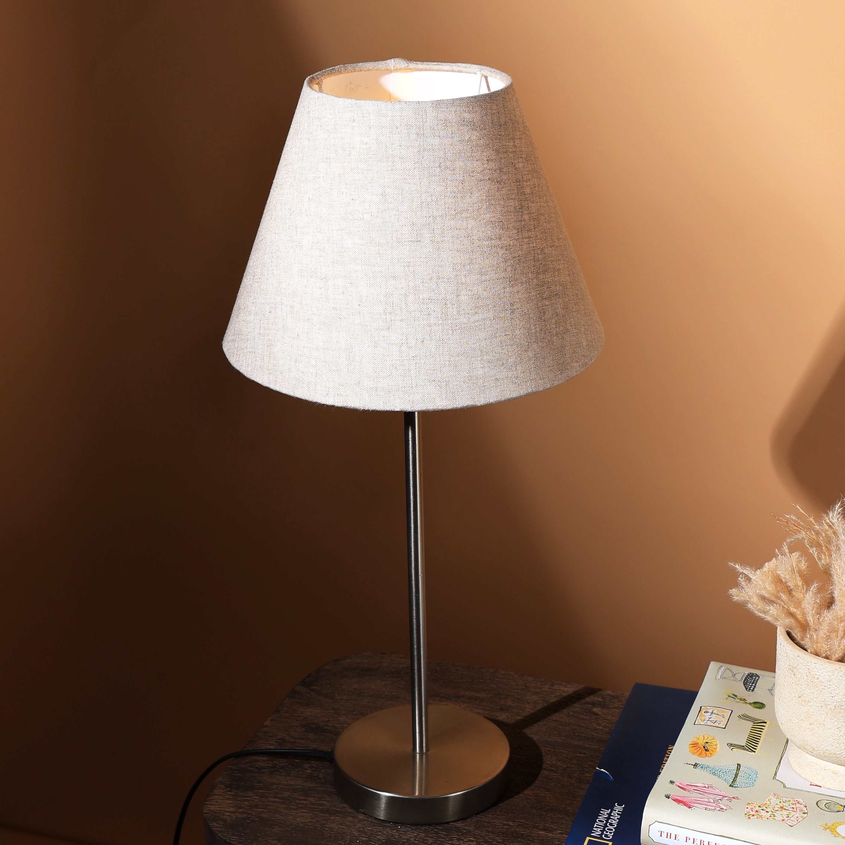 Linen Stick Lamp - Nickle Base, Minimalistic Lamp, Premium Linen