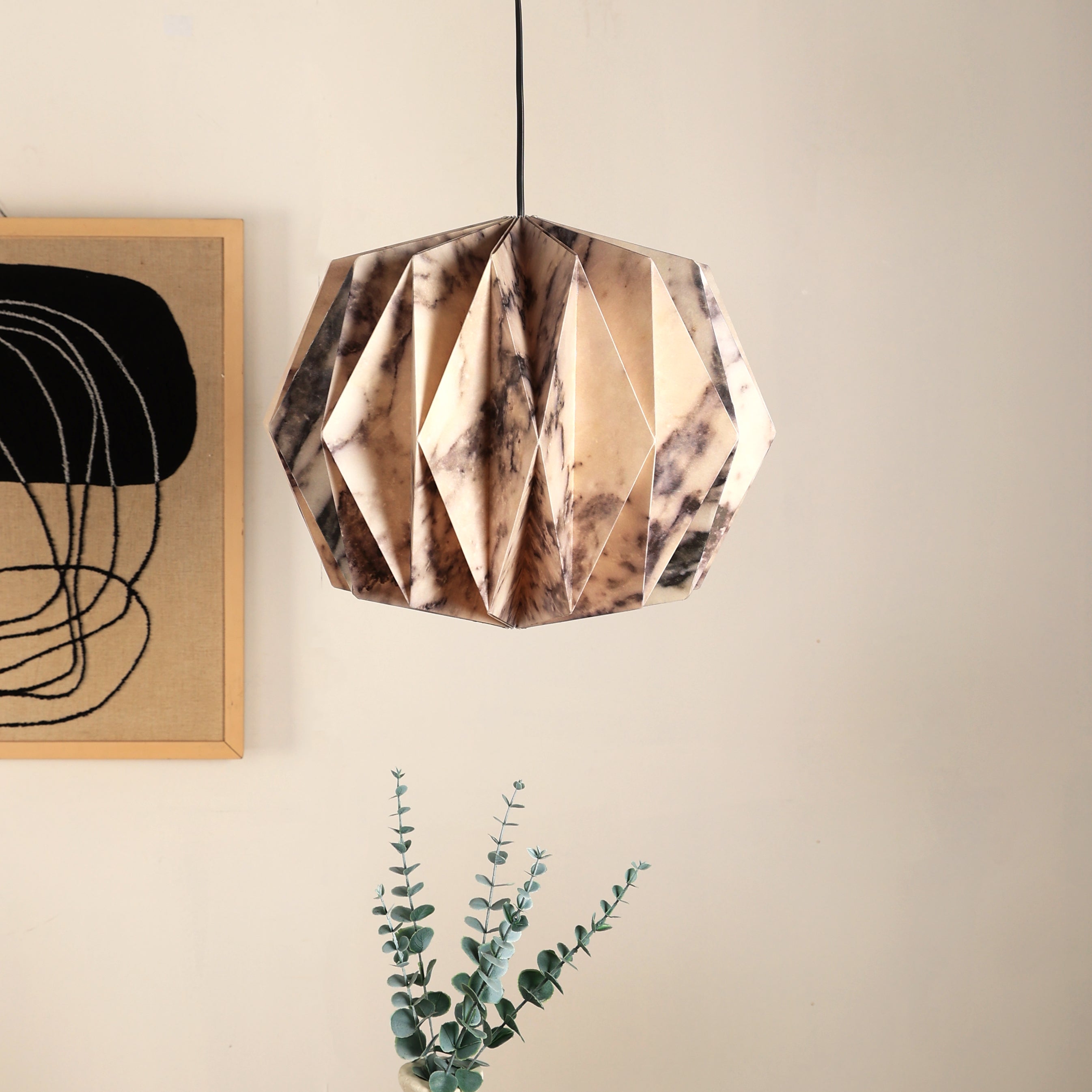 Sphere Pendant (Marble Print) - Marble Print, Origami Pendant Lamp, Best Design Messe Frankfurt Trends 2024