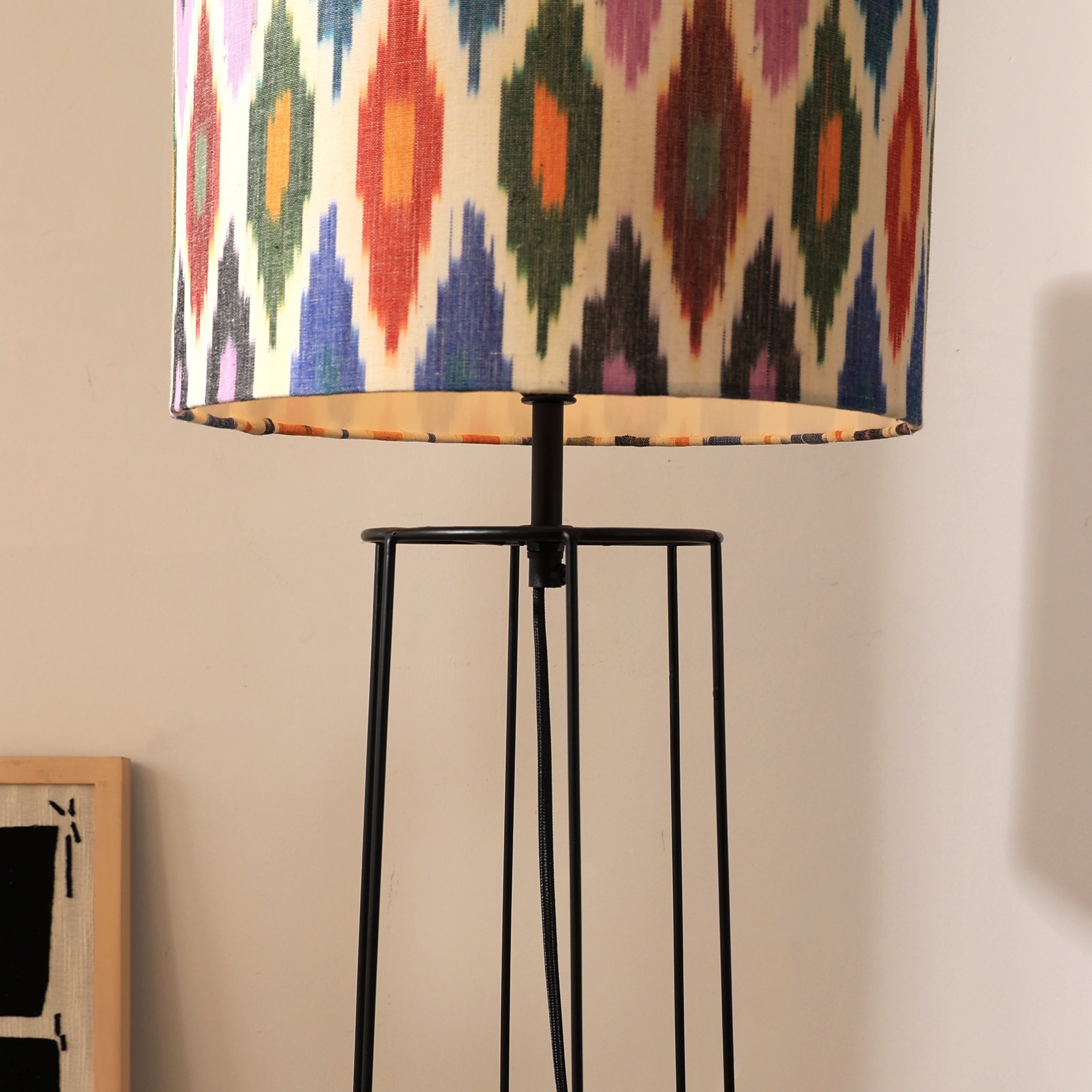 IKKAT Floor Lamp 100 -Ikkat Fabric, Floor Lamp, Indian and Scandinavia fusion, modern lighting, trending floor lamp