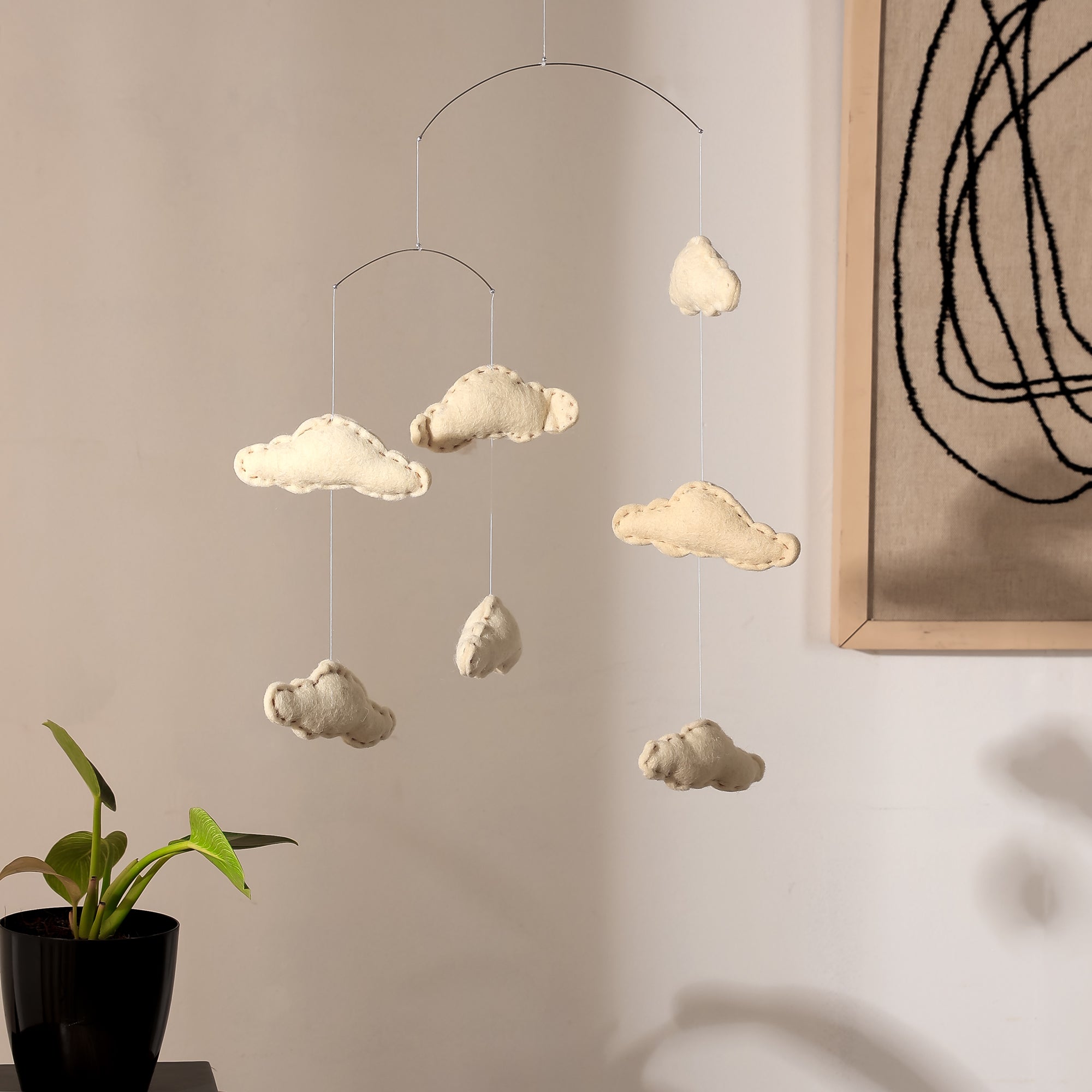 Cloud Ornaments Hanging Mobile (Birds) - Kids Decor, Ornaments, Hanging Mobiles made from Wool