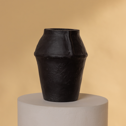 Paper Mache Vase - Black