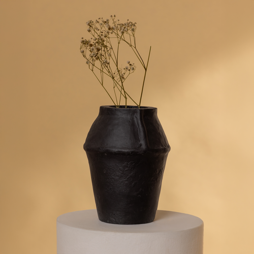 Paper Mache Vase - Black