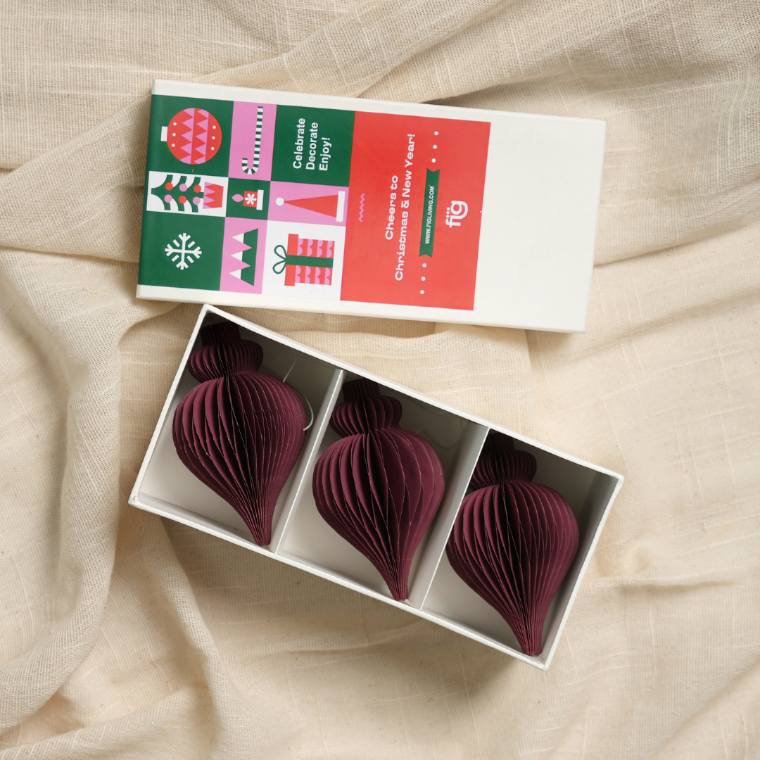 Pack of 3 Red Christmas Ornaments