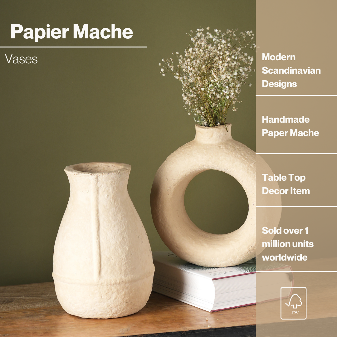 Paper Mache Vase, Boho-Chic Style