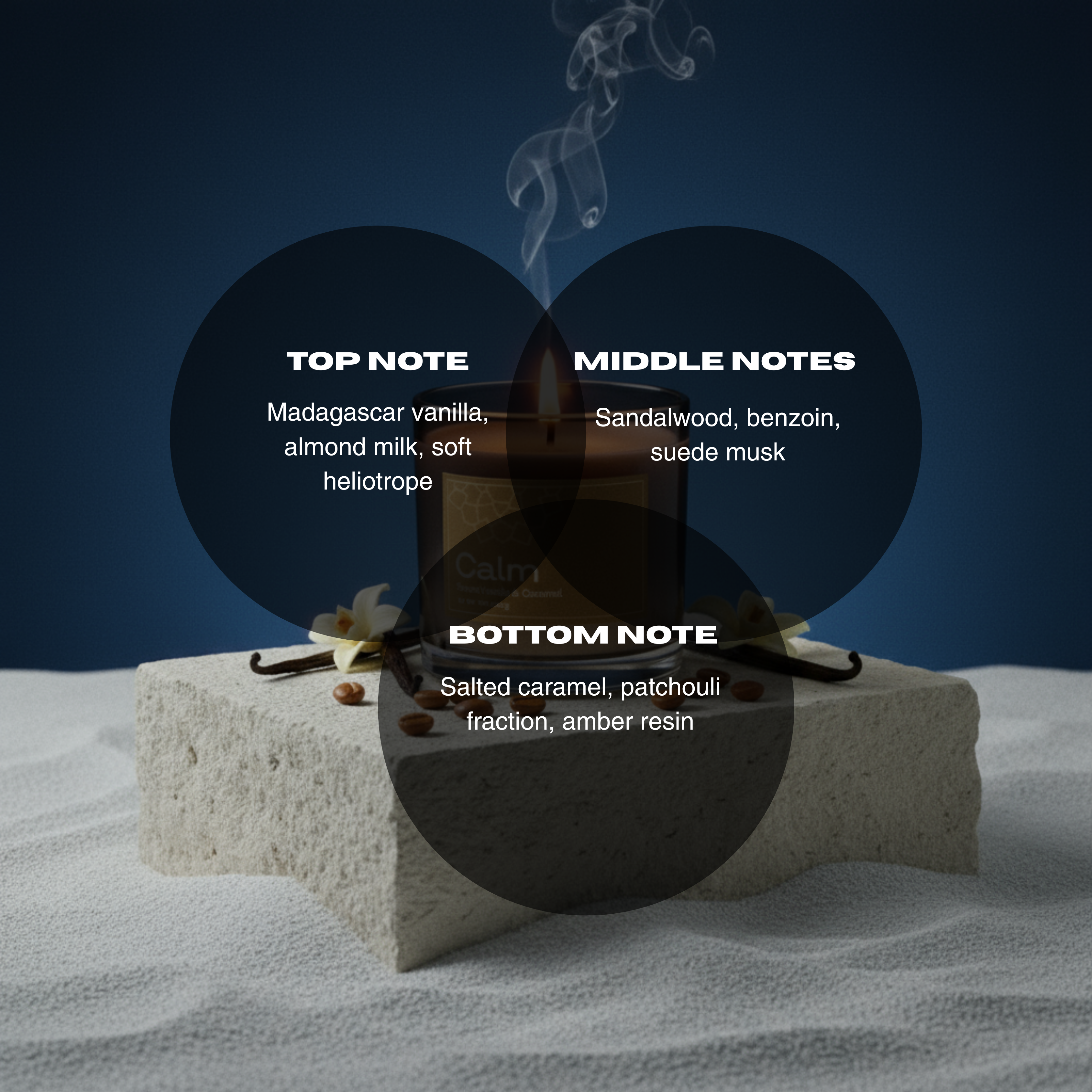 Calm Vanilla & Caramel Vegan Wax Candle - Palm Wax Scented