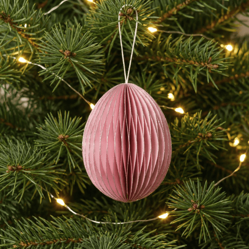 Christmas Ornaments- Festive Pink with Silver Glitter - Pack of 3