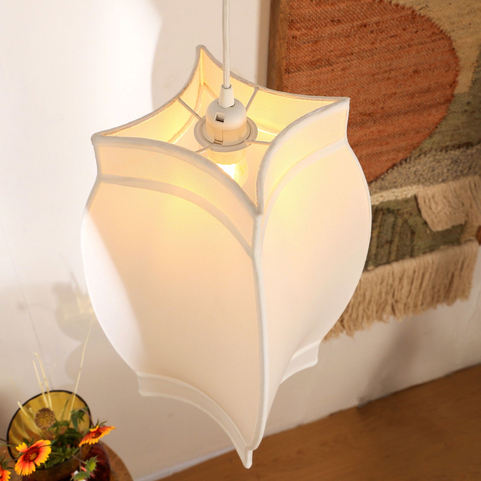 Arc Pendant Lamp - Corners, Spandex Fabric Pendant Light, Statement Hanging Light - FIG Living - Arc Pendant Lamp - Corners, Spandex Fabric Pendant Light, Statement Hanging Light - FIG Living