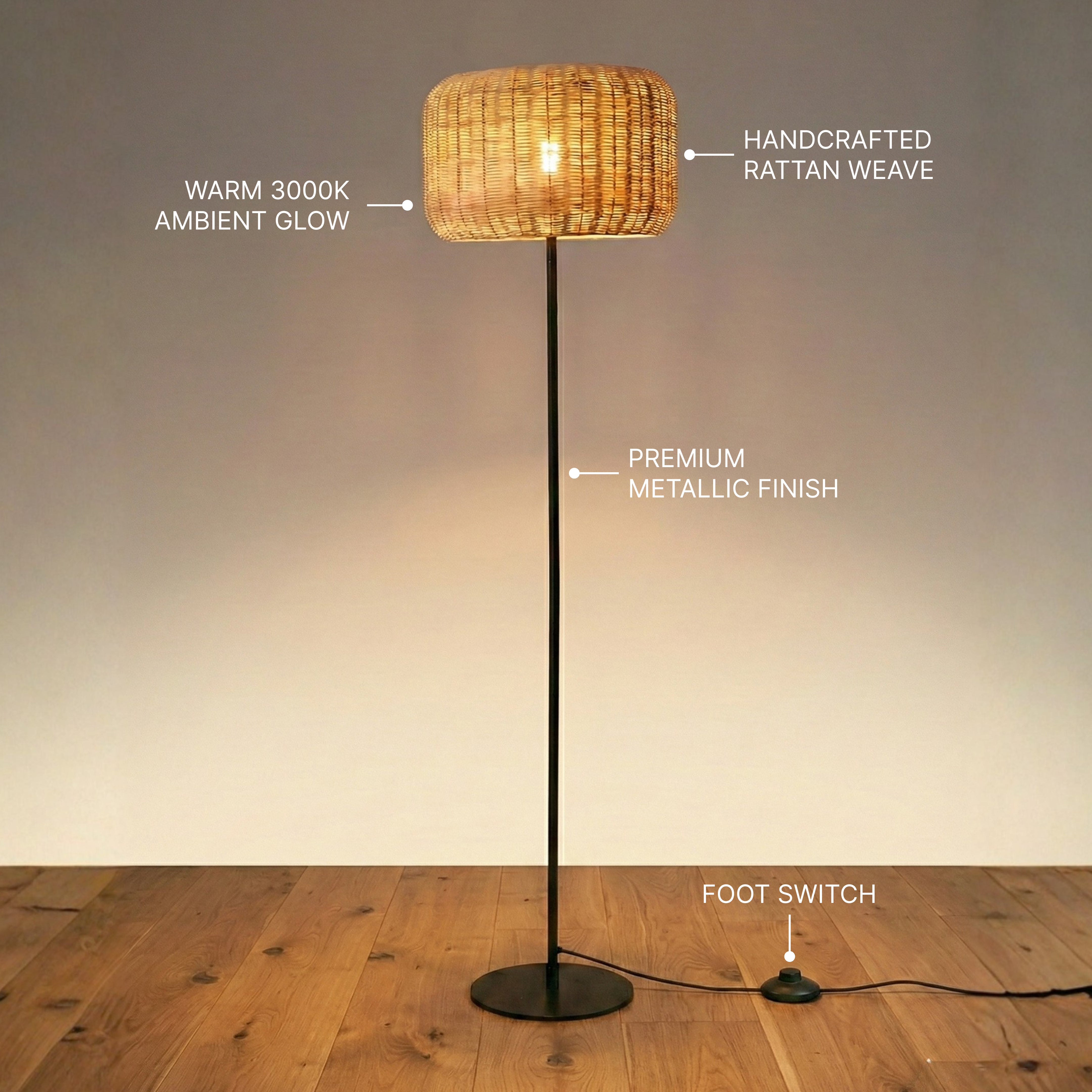 Bird's Nest - Rattan Floor Lamp