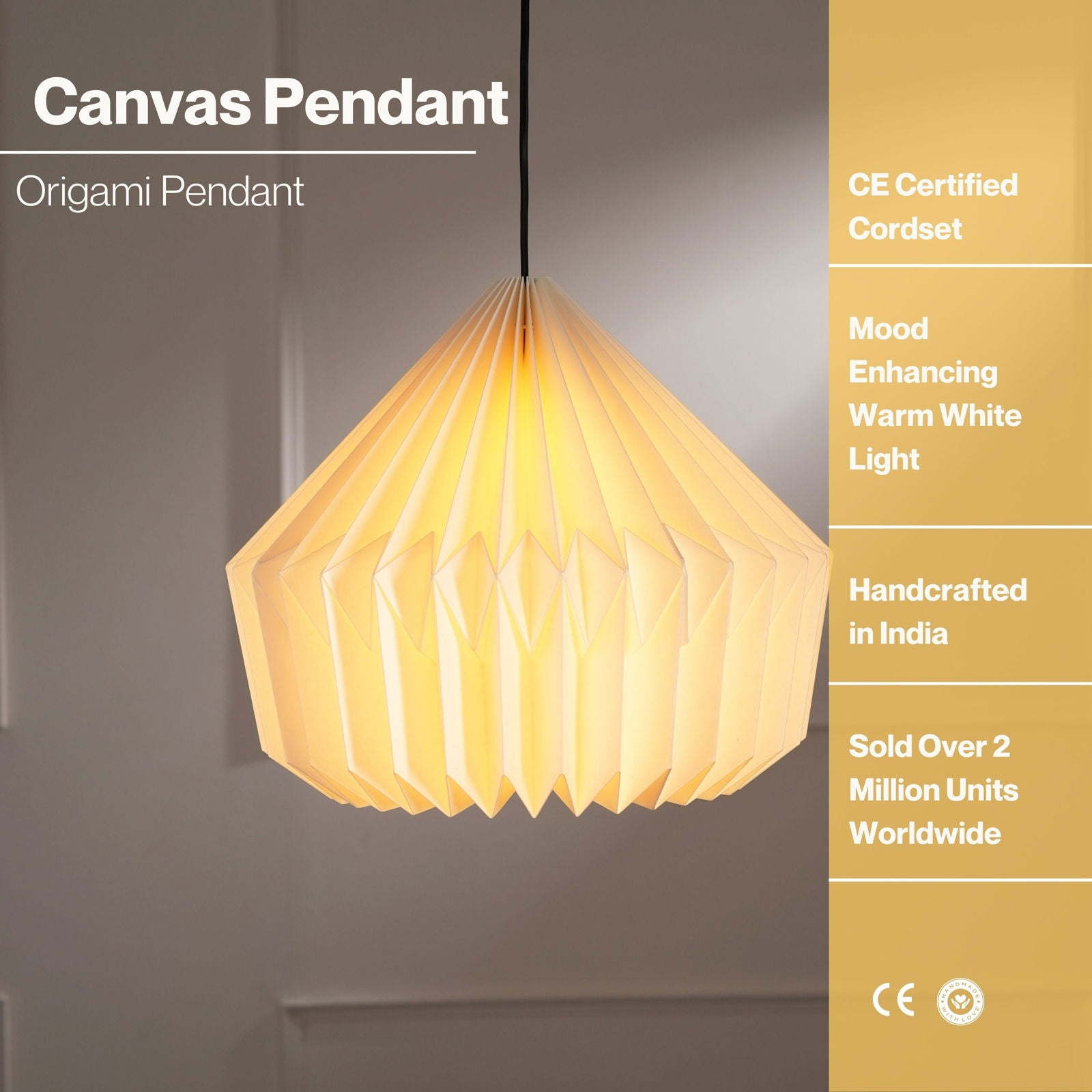 Canvas Origami Pendant Lamp - Paper Origami Pendant LIght, Handpleating Hanging Light, Origami Lampshade - FIG Living -