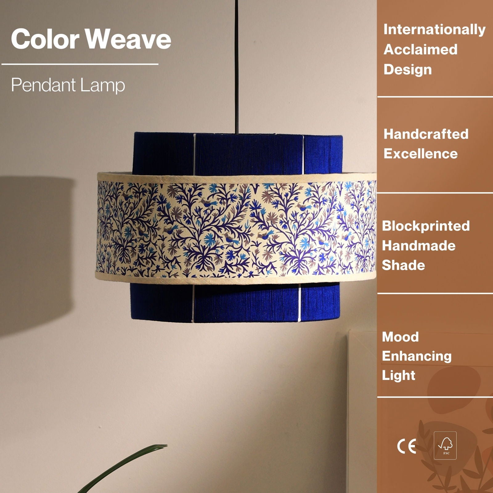 Colour Weave Pendant Lamp - Threading, Handmade Pendant Light, Scandi-Style Hanging Light - FIG Living -