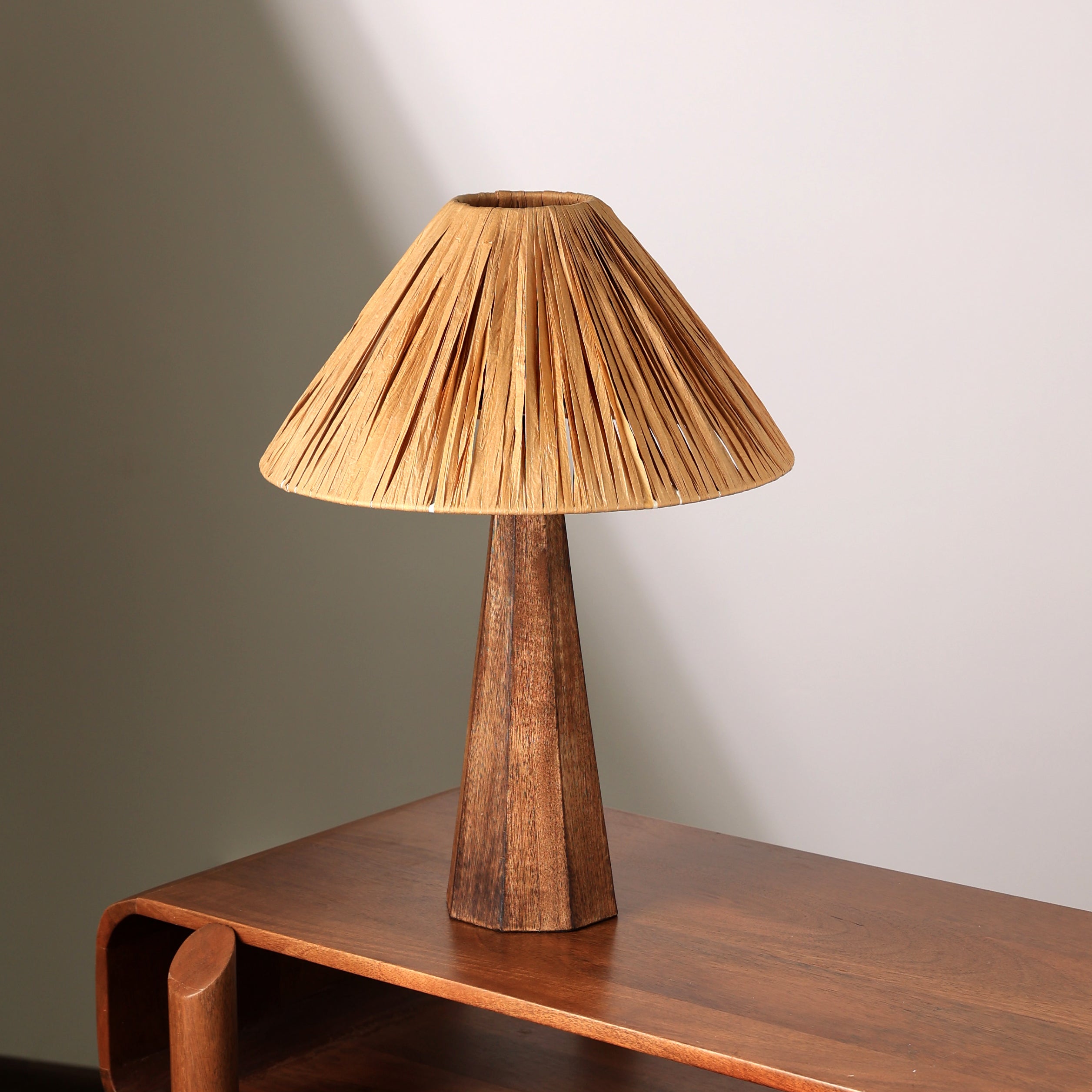 Harmony Table Lamp - Raffia, Natural Wood, Perfect for Earthy Spaces