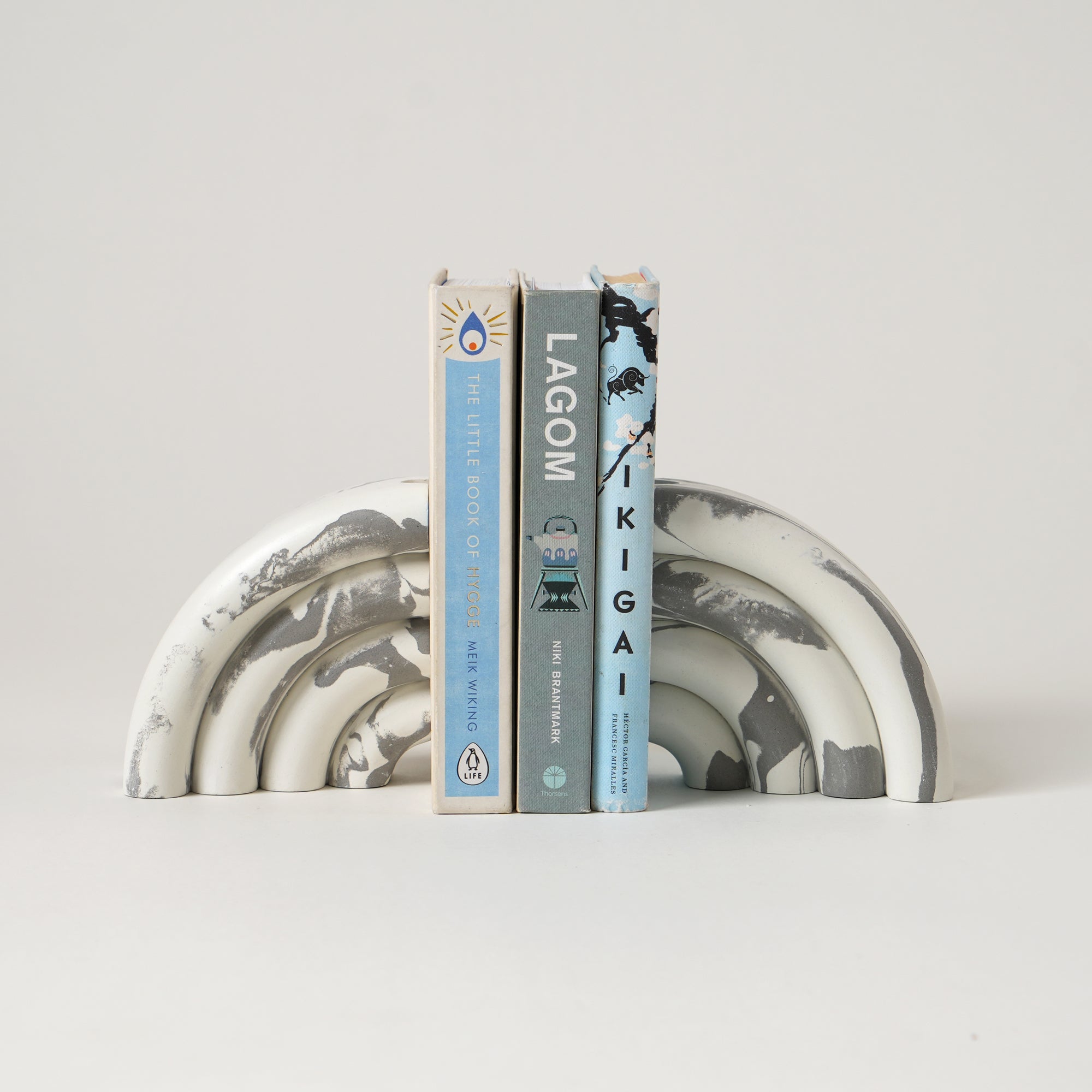Monolith Marble Effect Bookends - Off-White