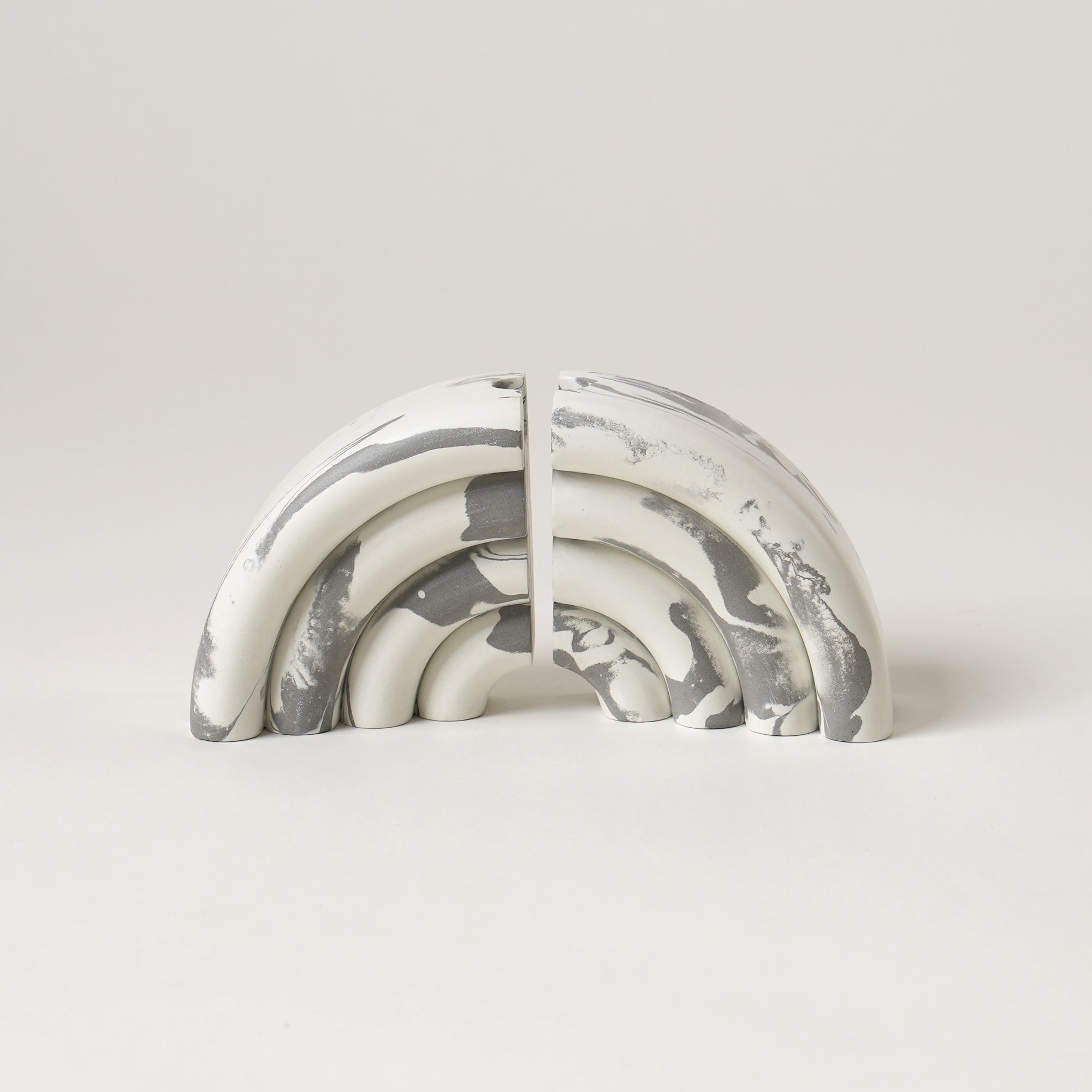 Monolith Marble Effect Bookends - Off-White