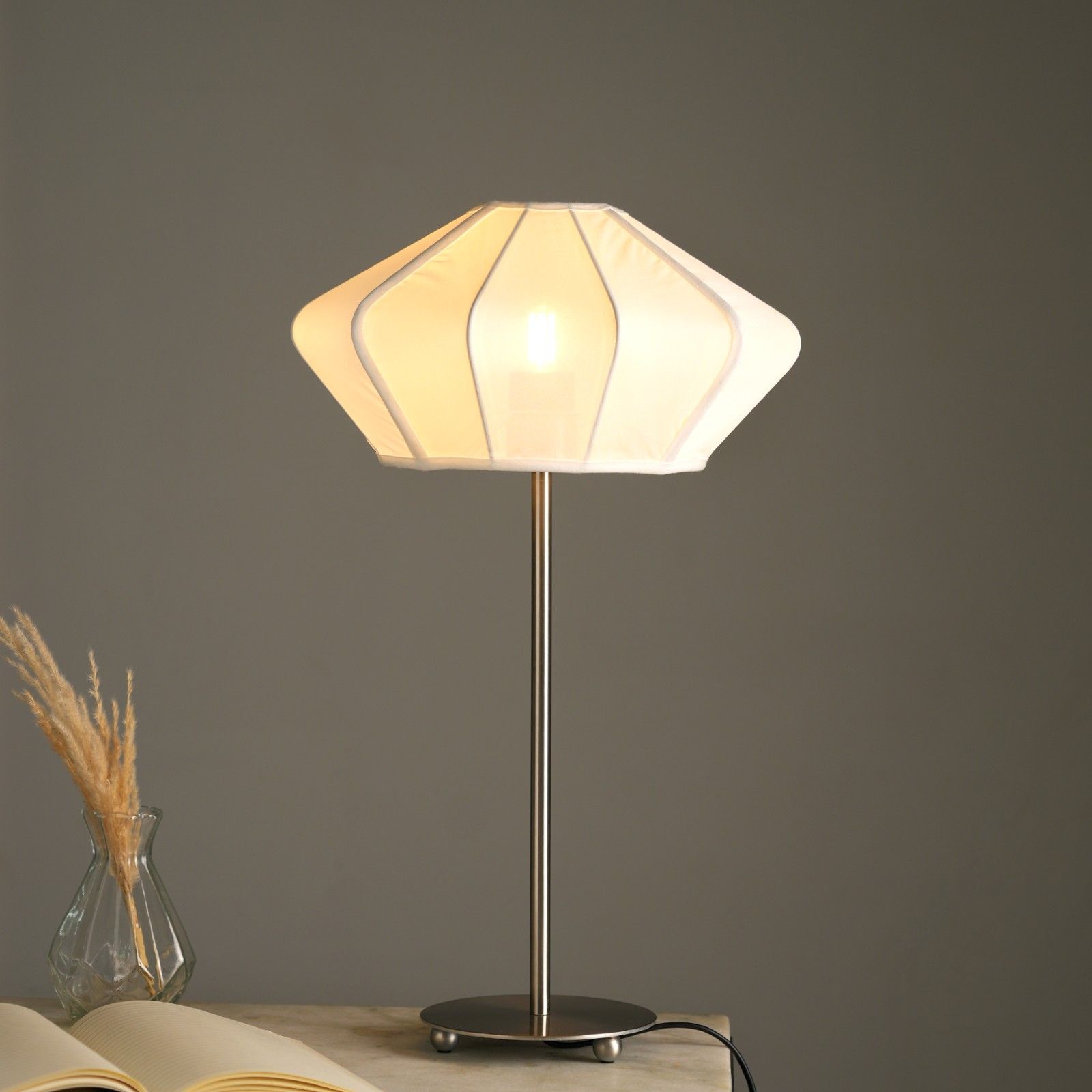 Luxe Collection - Paris Table Lamp (Black) - Premium Chiffon Fabric, Metallic Spacer, Soft Warm Glow, Mood Enhancement Lighting