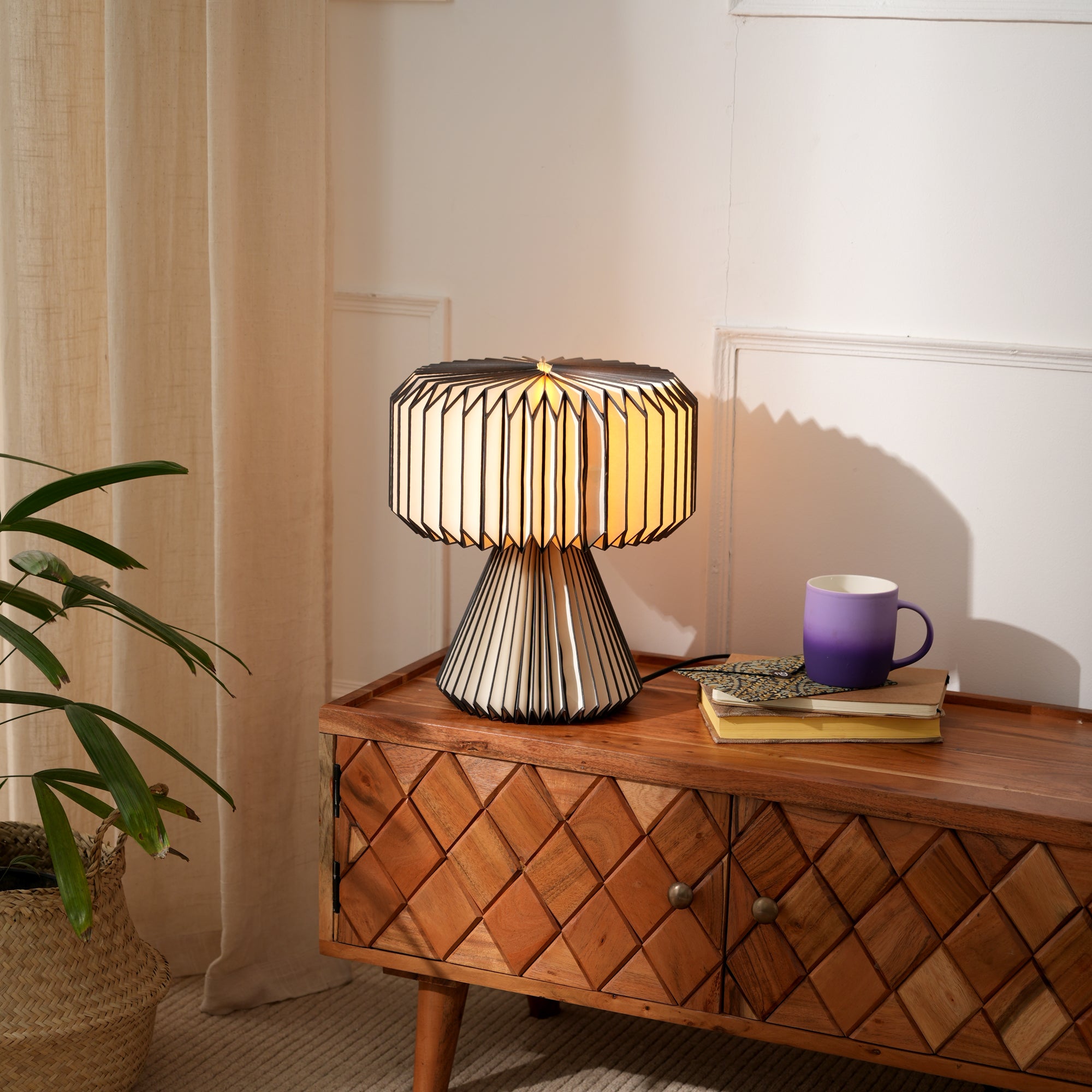 Orilamp - Origami Black (Placement Print) Table Lamp
