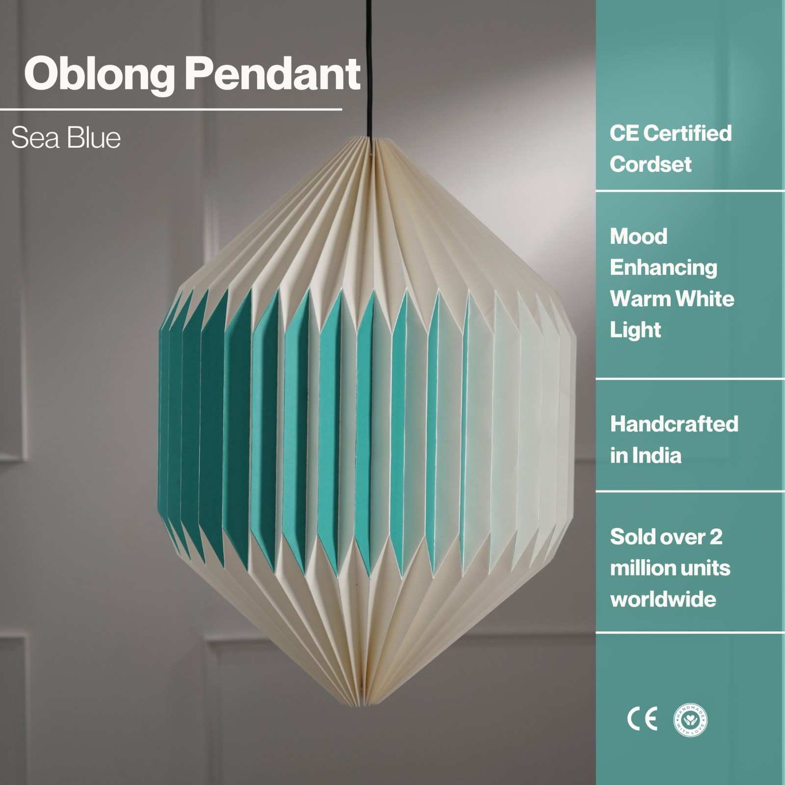 Oblong  - Paper Origami Pendants, Handpleating, Origami Lampshade, Scandinavian Design