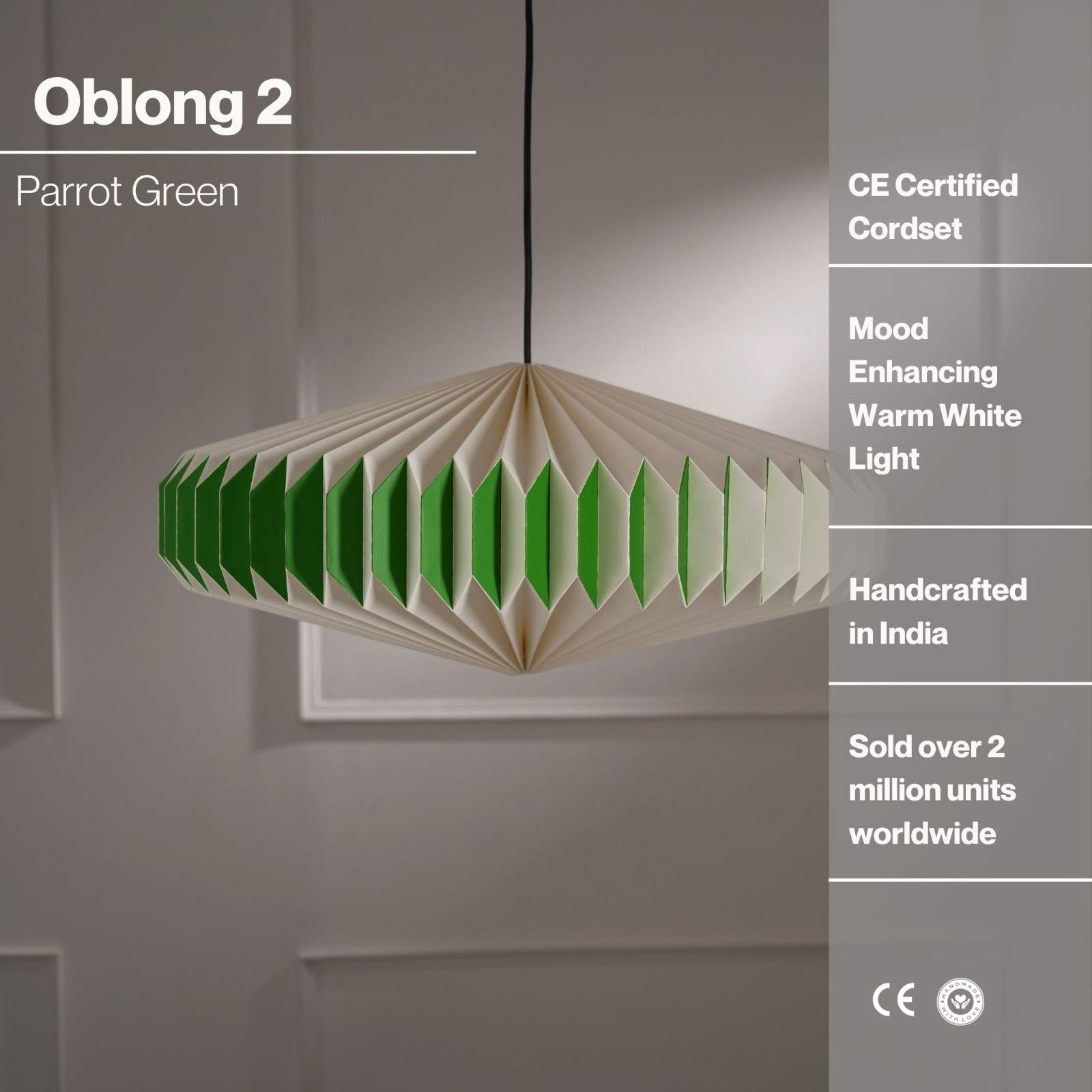 Oblong 2  - Paper Origami Pendants, Handpleating, Origami Lampshade, Scandinavian Design