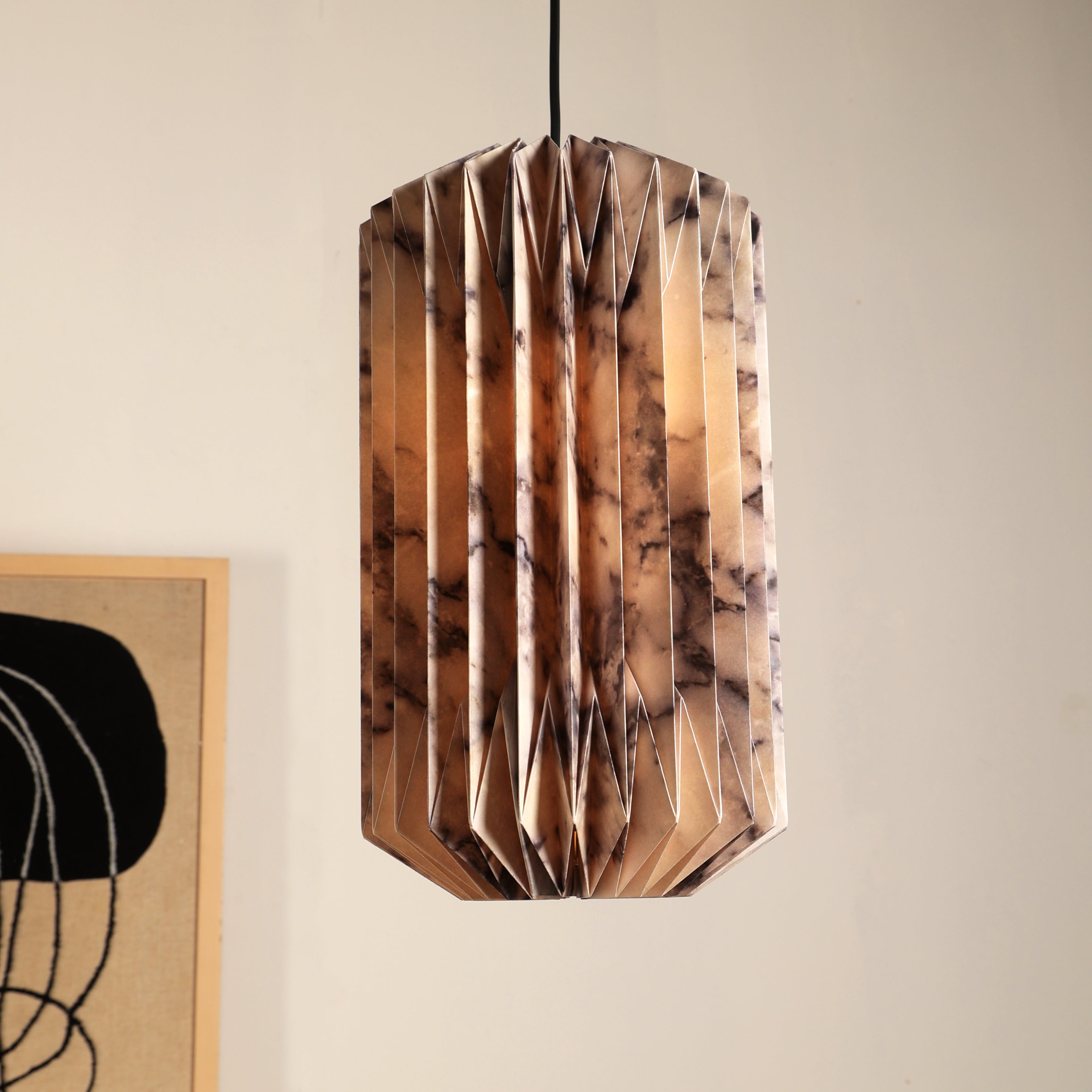 Drum Pendant (Marble Print) Pendant Lamp