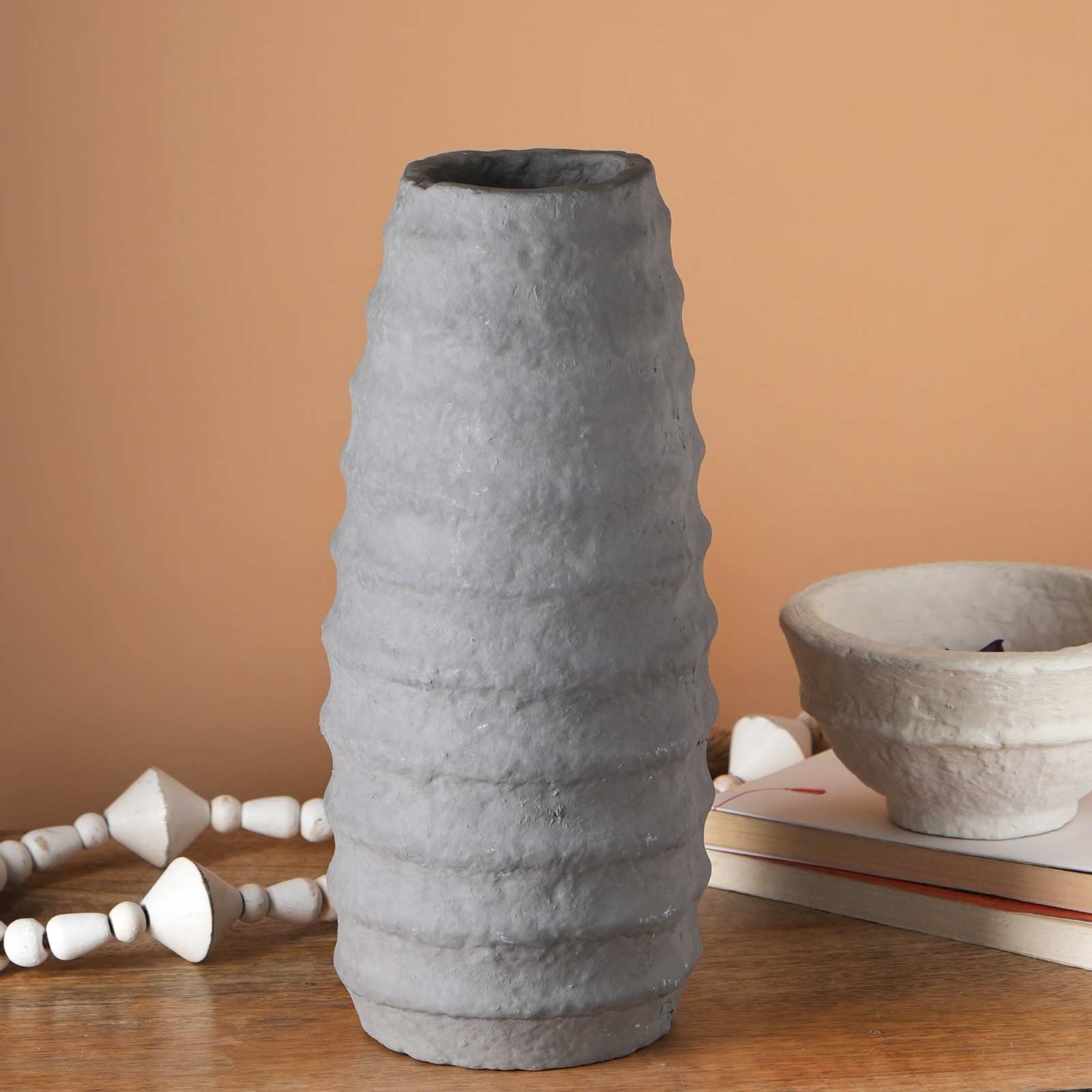 Paper Mache Vase, Tall Step Design