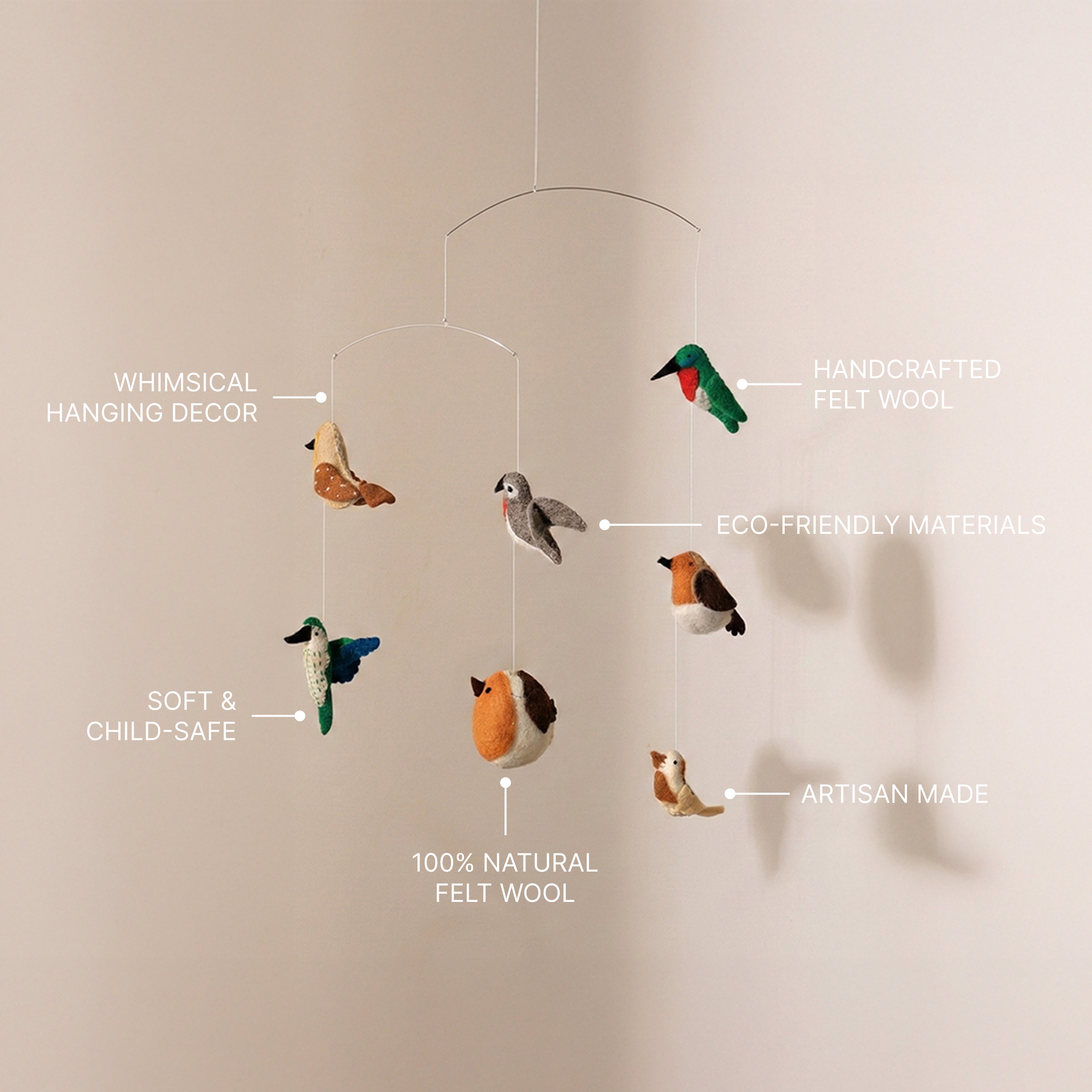 Felt Ornaments - Hanging Mobile (Birds)