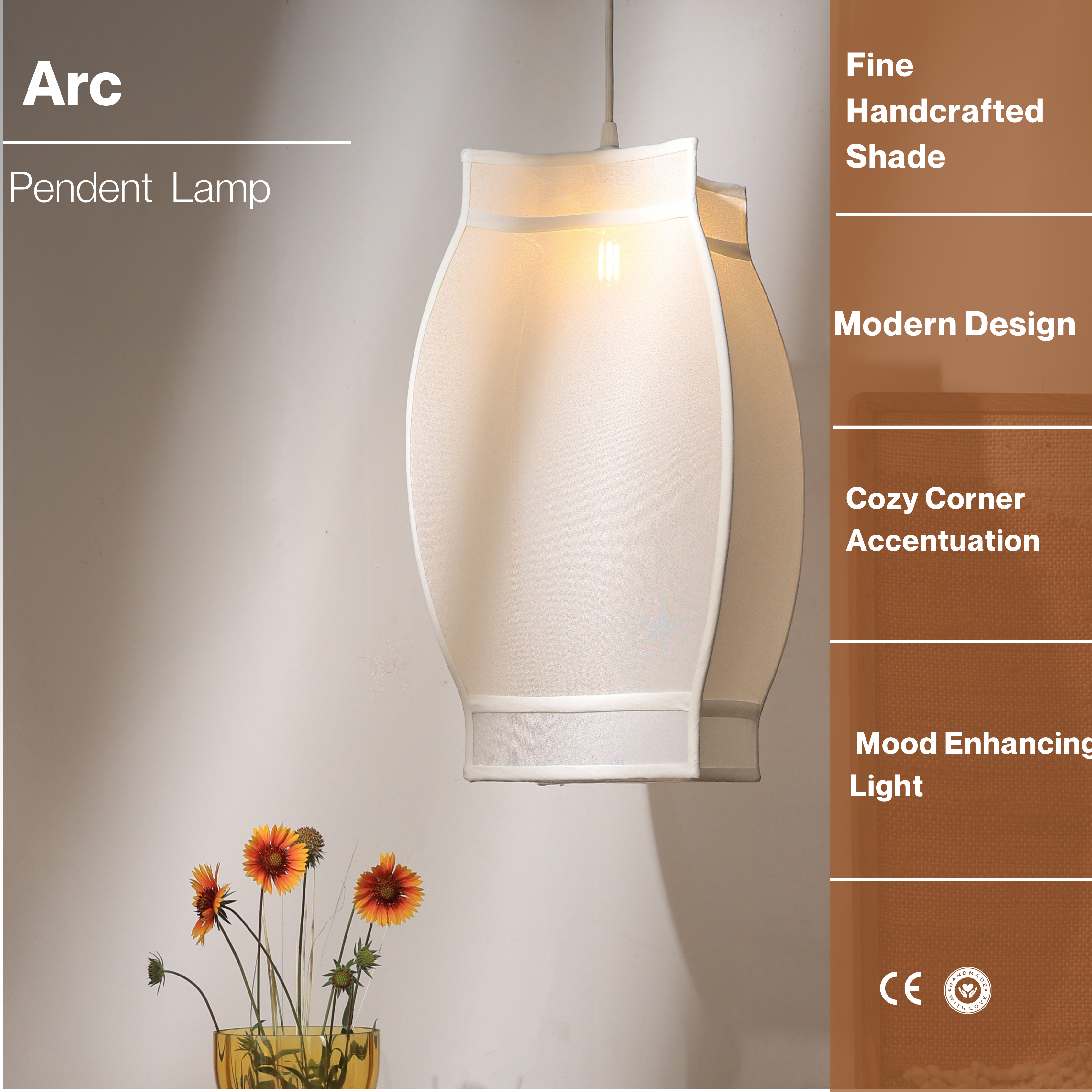 Arc Pendant - Corners, Spandex Fabric Pendant, Statement Lighting