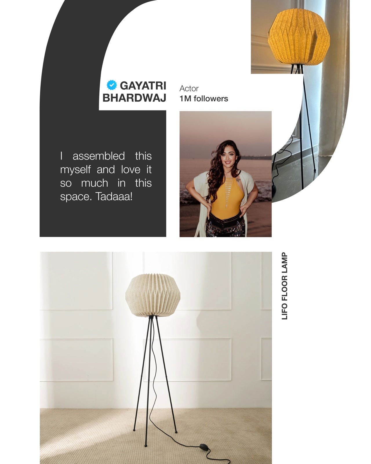 Lifo Floor Lamp - Origami, Linen Floor Light, Knock Down Tripod standing Lamp - FIG Living - Lifo Floor Lamp - Origami, Linen Floor Light, Knock Down Tripod standing Lamp Image