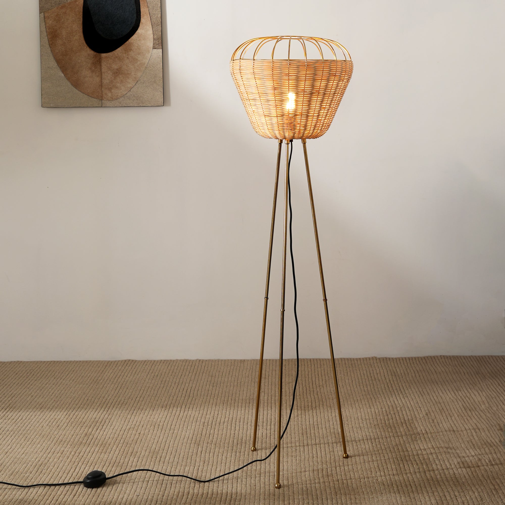 Rattan tripod lamp - meiji collection