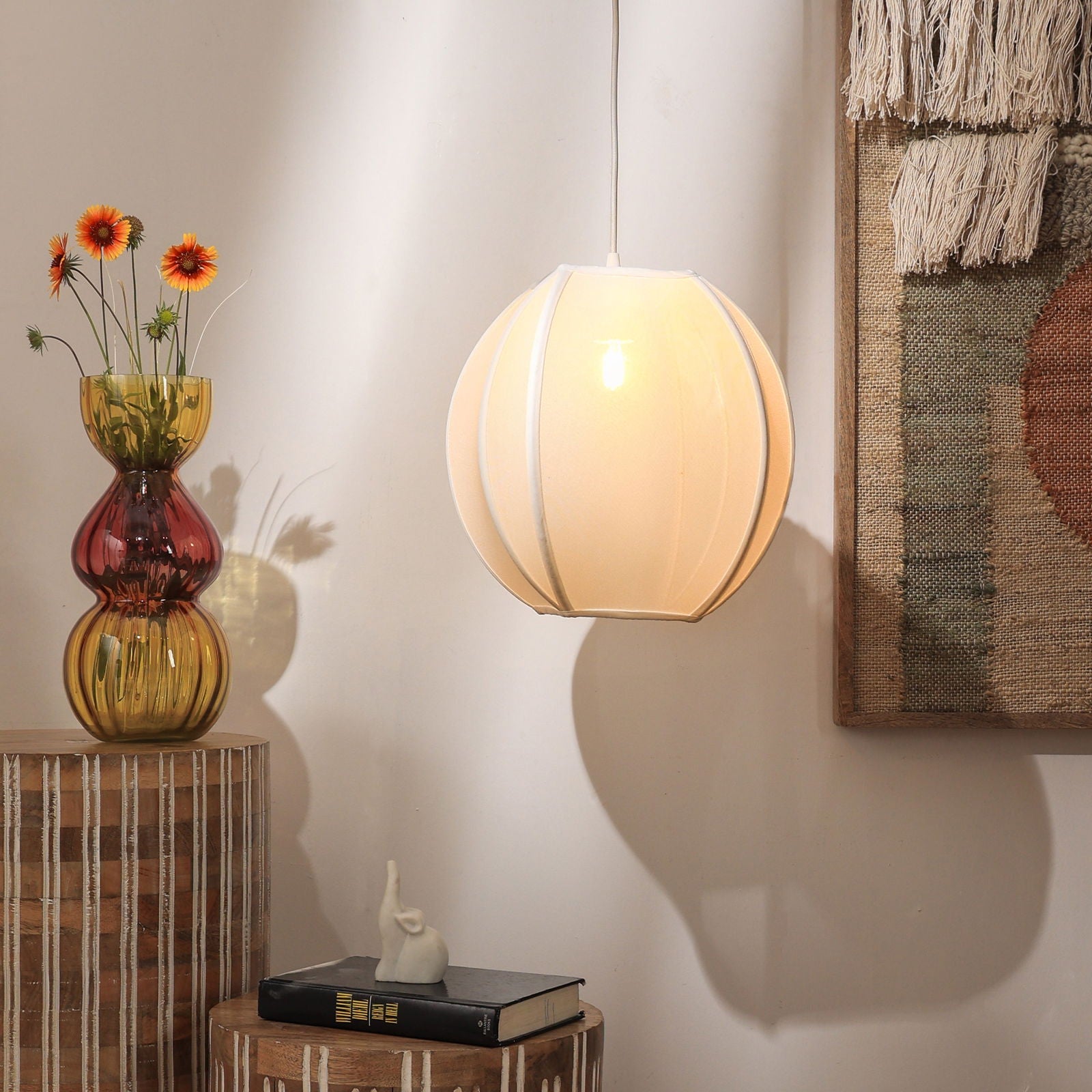 Nimbus Pendant Lamp - Corners, Spandex Fabric Pendant Light For Living Room, Decorative Hanging Light - FIG Living - Nimbus Pendant Lamp - Corners, Spandex Fabric Pendant Light For Living Room, Decorative Hanging Light - FIG Living