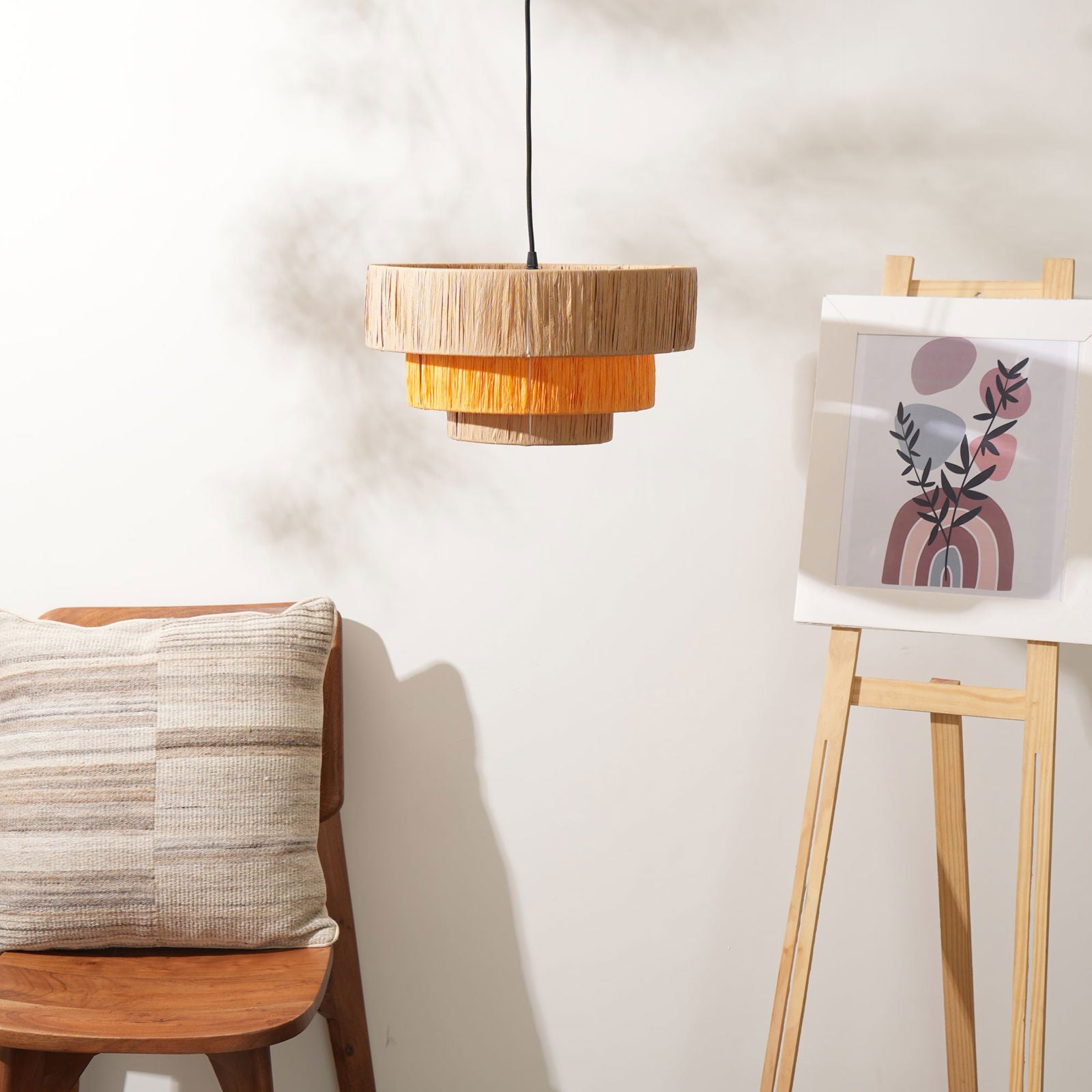 Ombre Pendant Lamp - Raffia Hanging Light, Handmade Pendant Light, Modern Decorative Lighting - FIG Living - Ombre Pendant Lamp - Raffia Hanging Light, Handmade Pendant Light, Modern Decorative Lighting - FIG Living