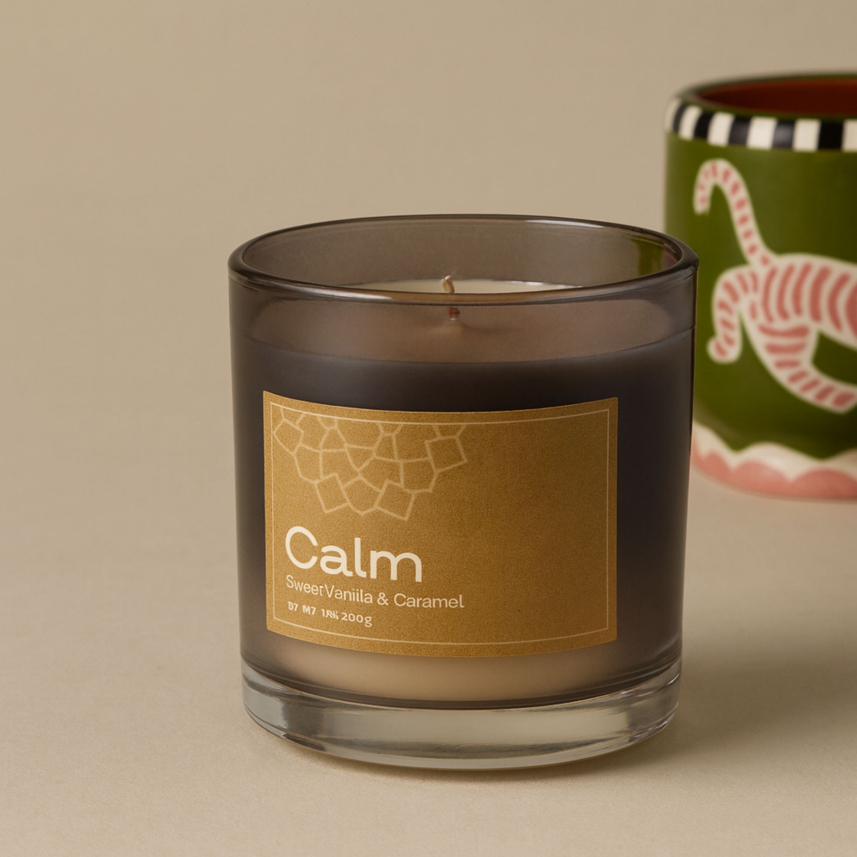 Calm Vanilla & Caramel Vegan Wax Candle - Palm Wax Scented