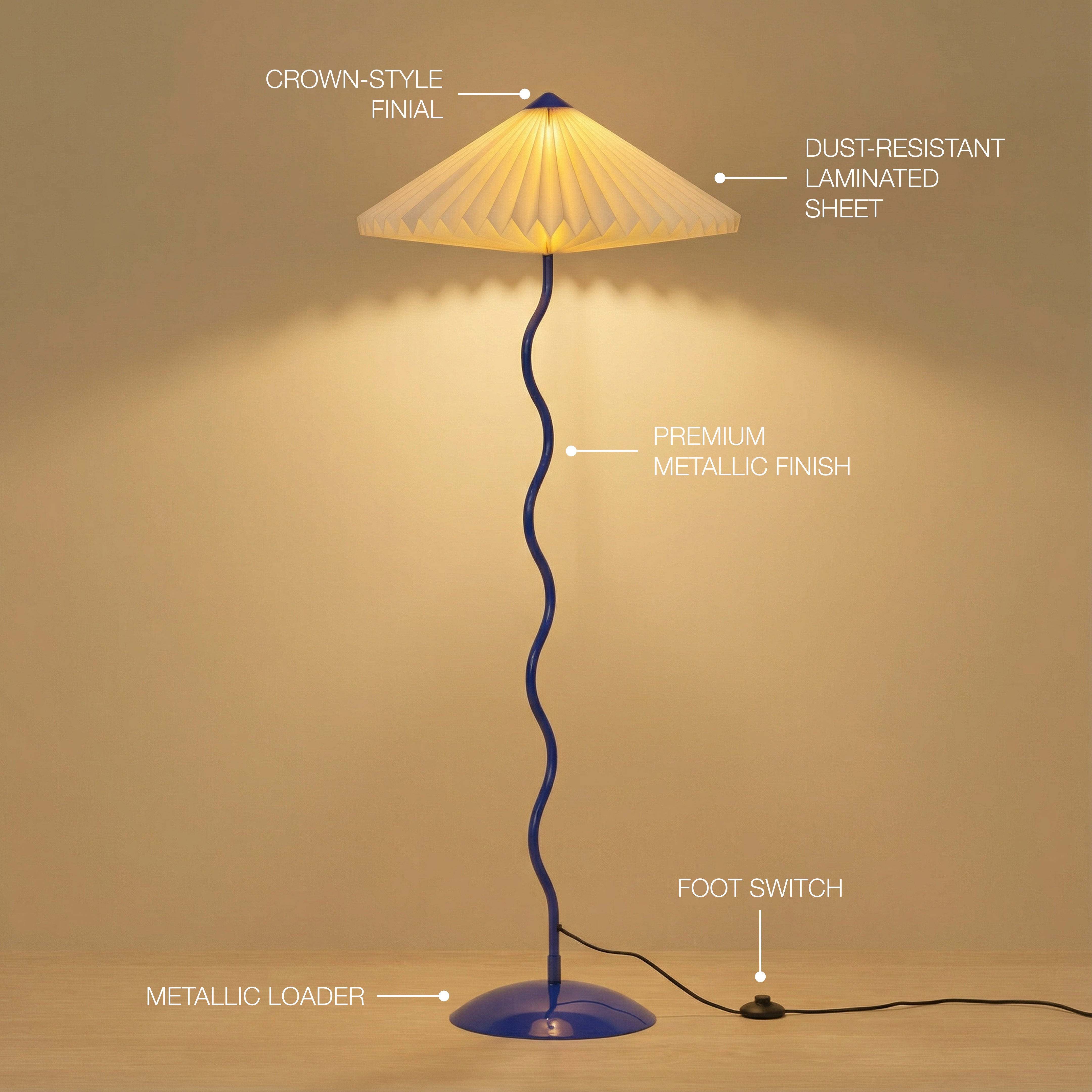 Wavy Floor Lamp - Cobalt Blue
