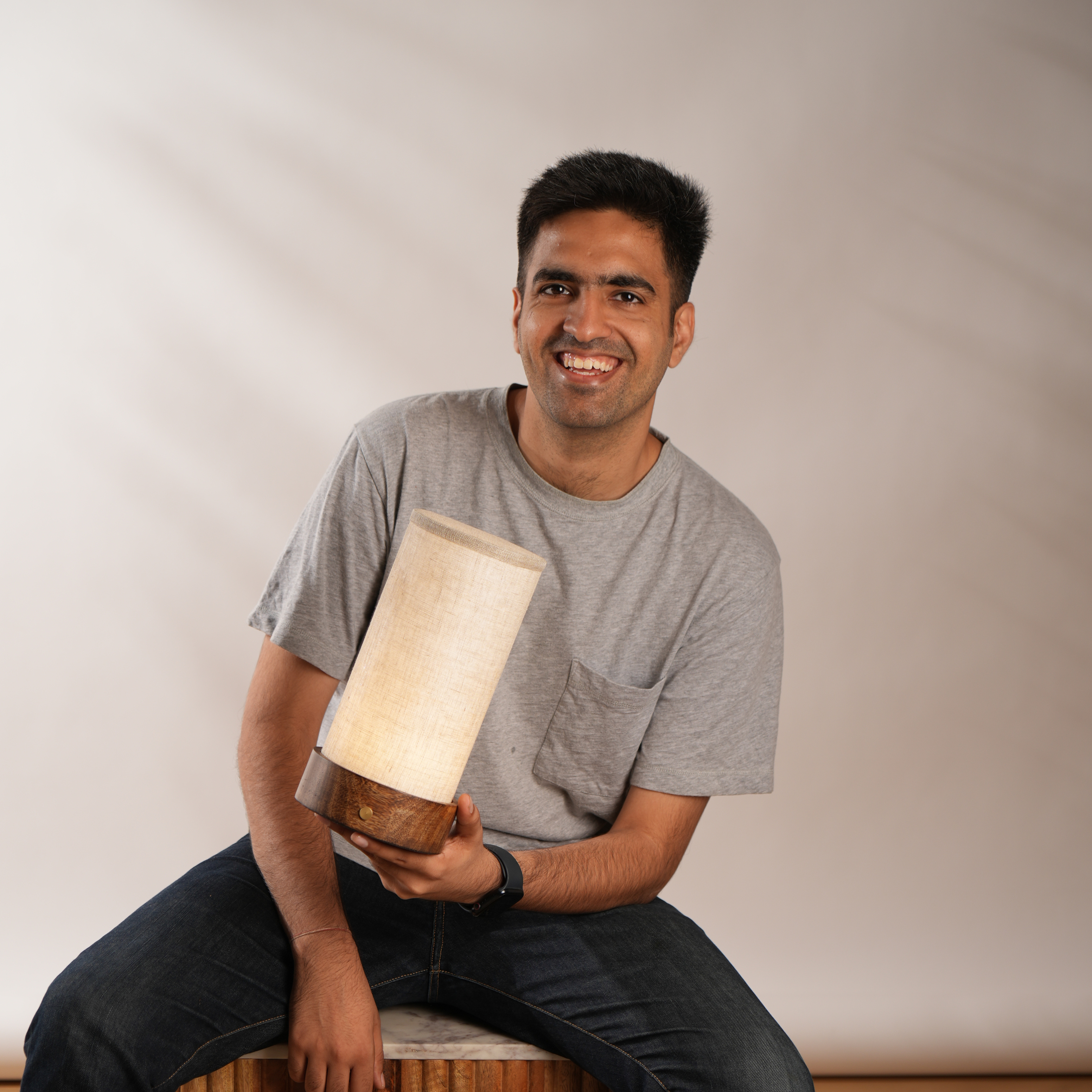 Our owner sushant shah holding the home decor lights or lamp