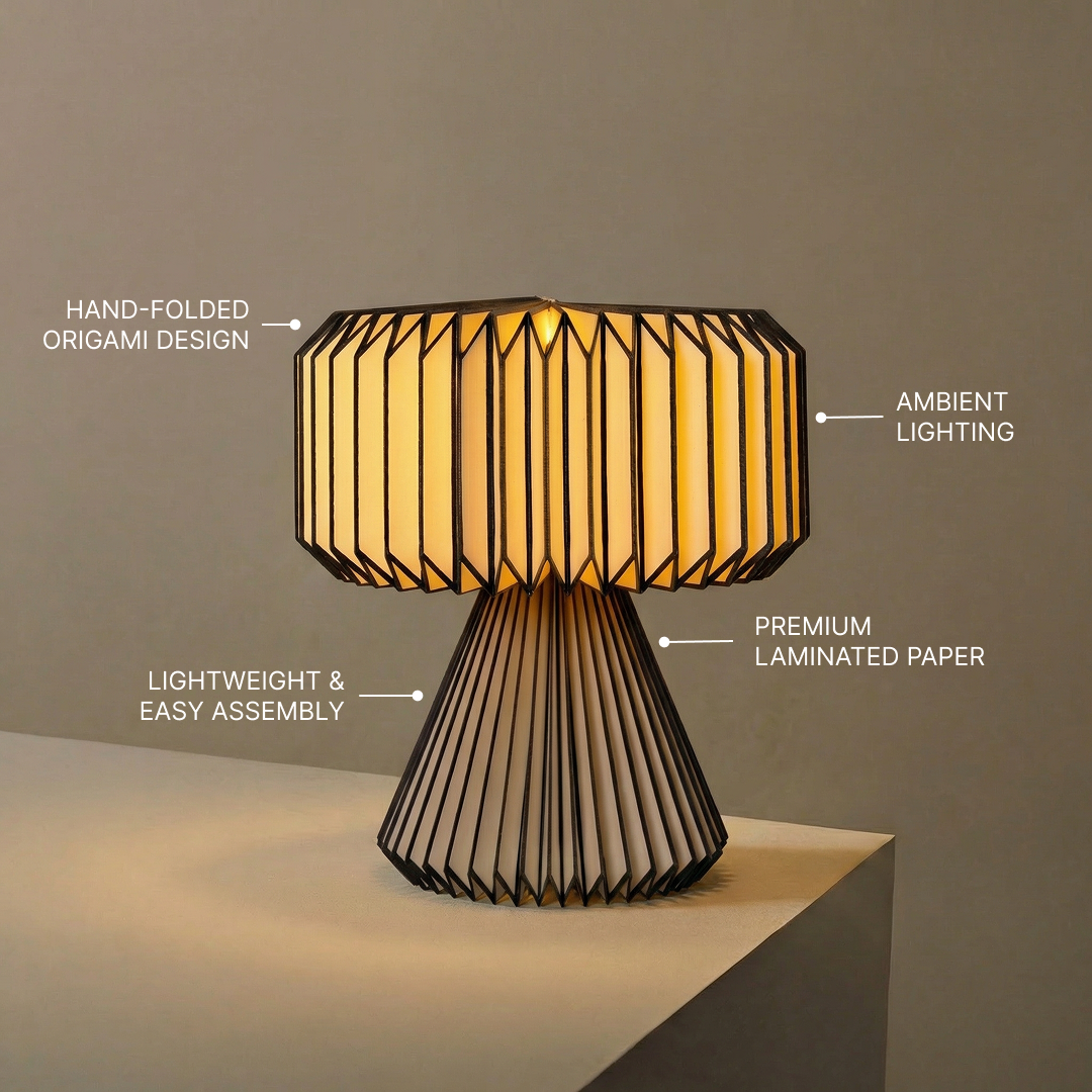 Orilamp - Origami Black (Placement Print) Table Lamp