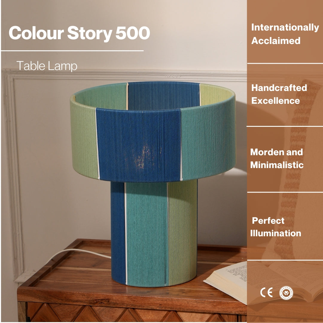 Colour Story 500 - Colourful Yarns, Handwoven, Artisanal Table Lamp