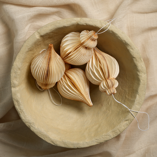 Christmas Ornaments - Off-White & Gold Glitter - Pack of 3