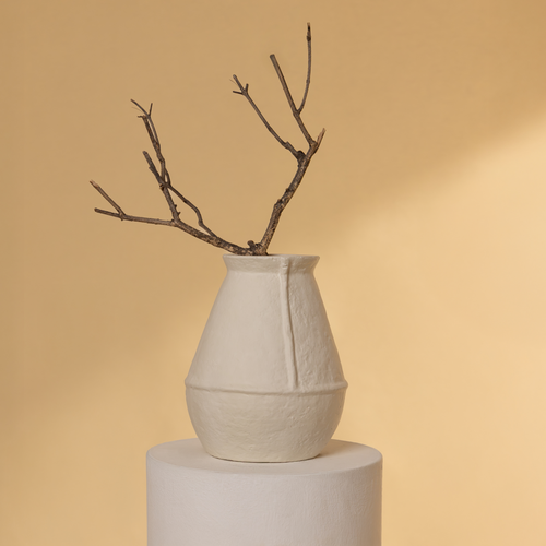 Paper Mache Vase - off white