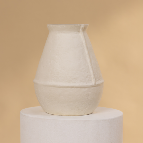 Paper Mache Vase - off white