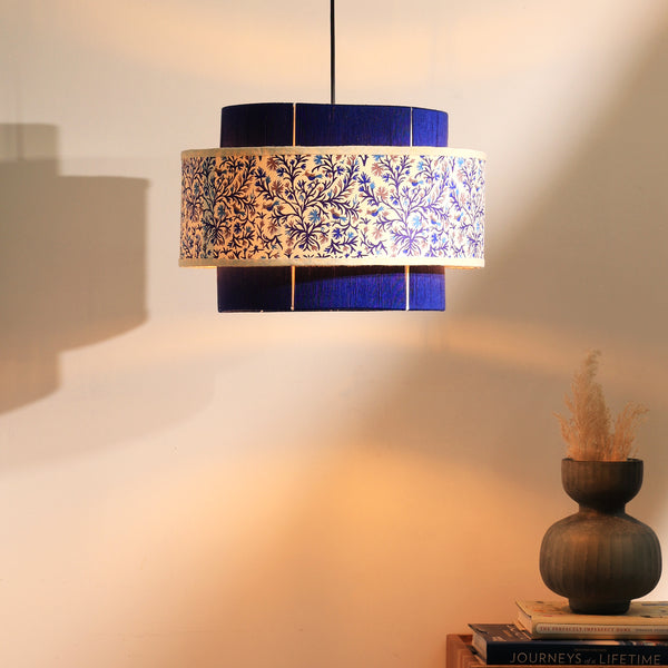 Colour Weave (Brown) - Threading, Handmade, Scandi-Style Hanging Lamp