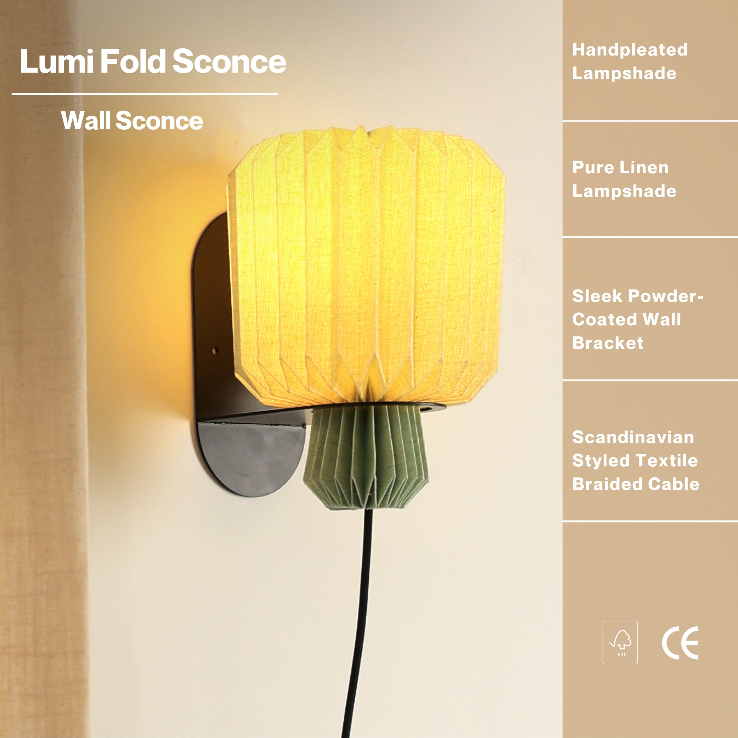 Lumi Fold Sconce Linen Wall Lamp