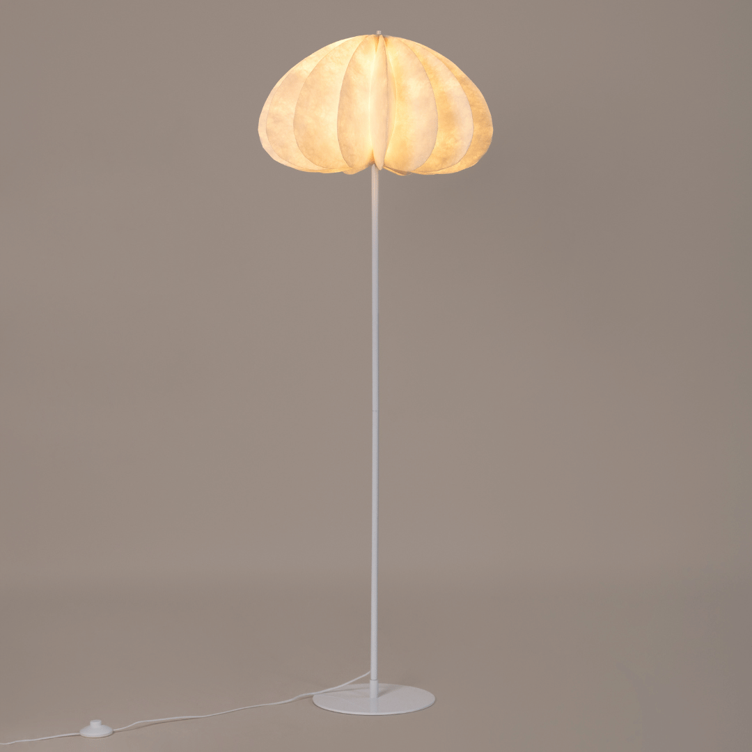 Daisy Floor lamp with a unique shade on a plain background