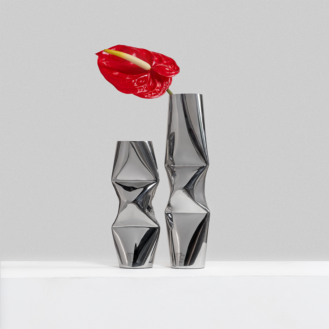 Chrome Dented Vases (Set of 2)