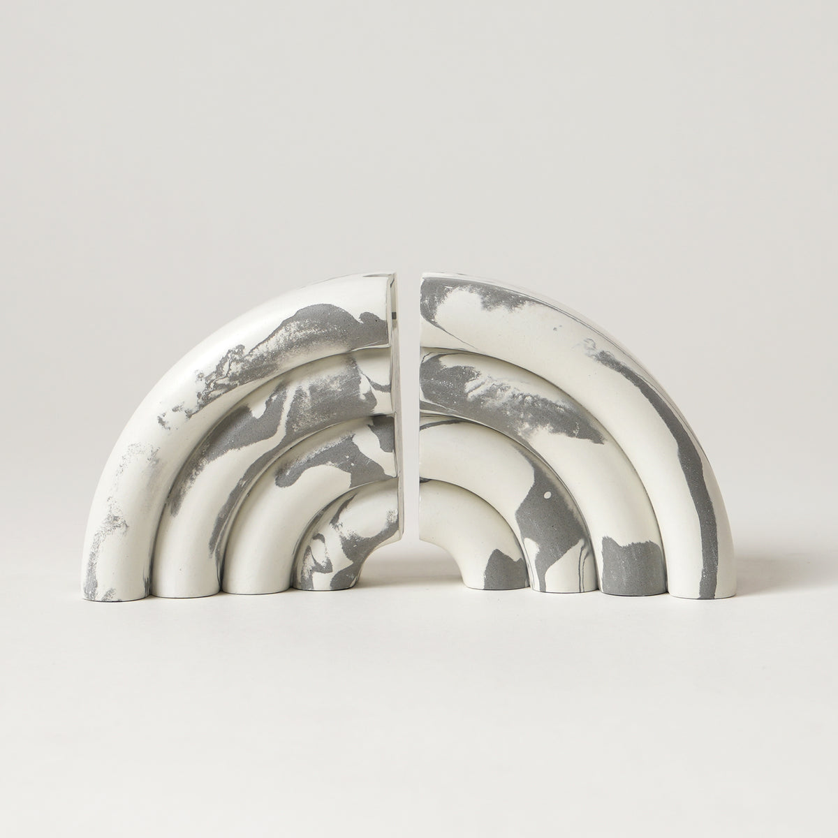 Monolith Marble Effect Bookends - Off-White