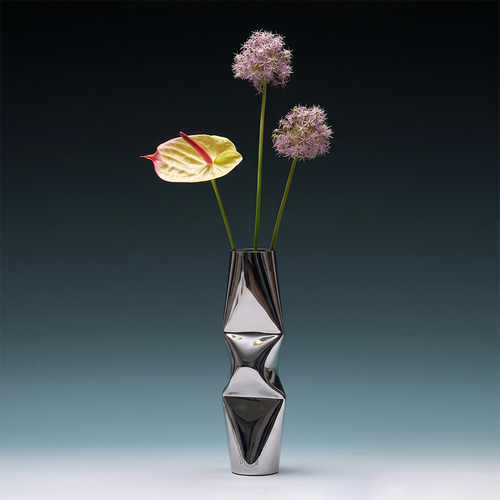 Chrome Dented Vase Large mirror finish
