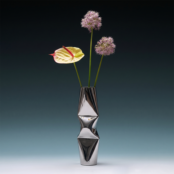 Chrome Dented Vase Large mirror finish
