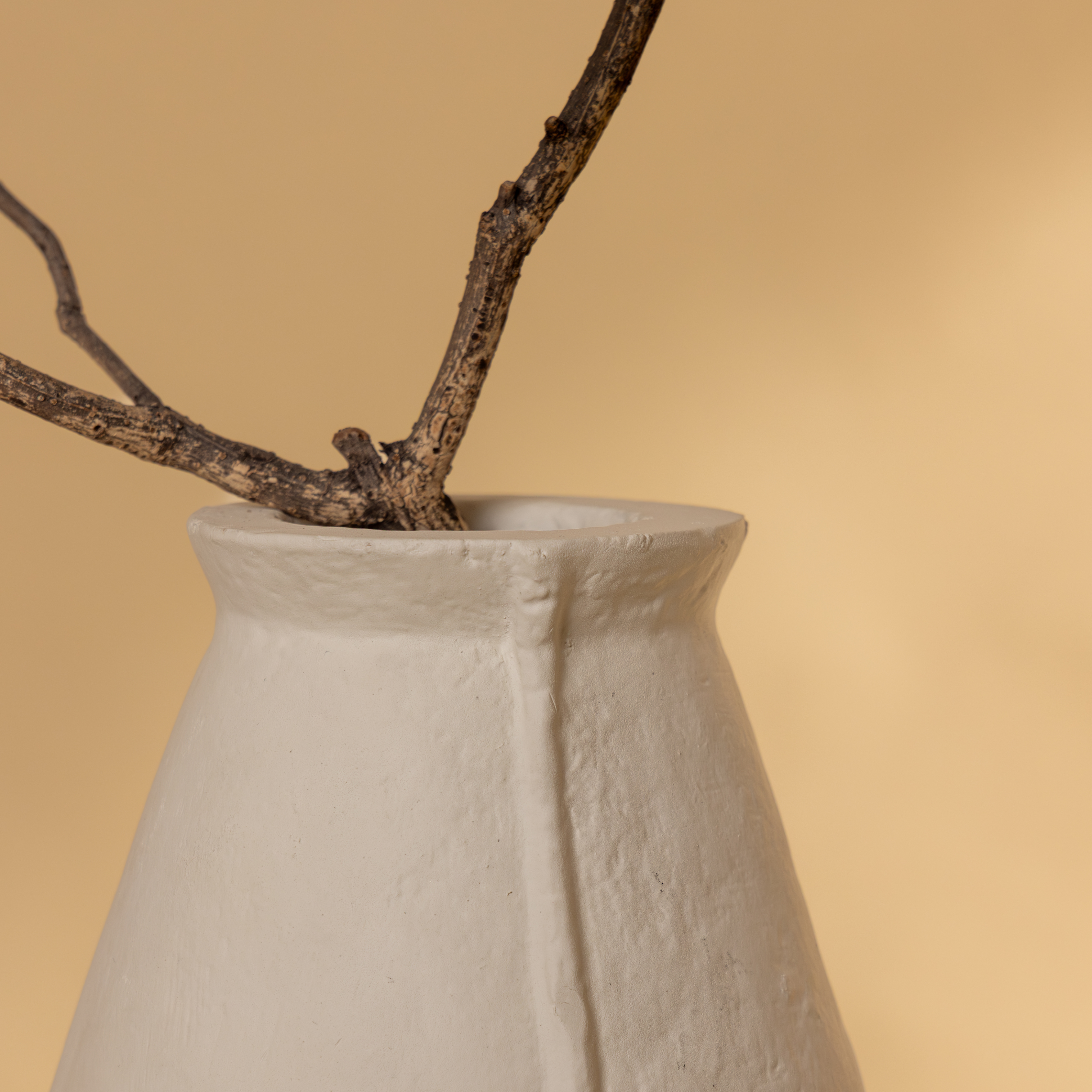 Paper Mache Vase - off white